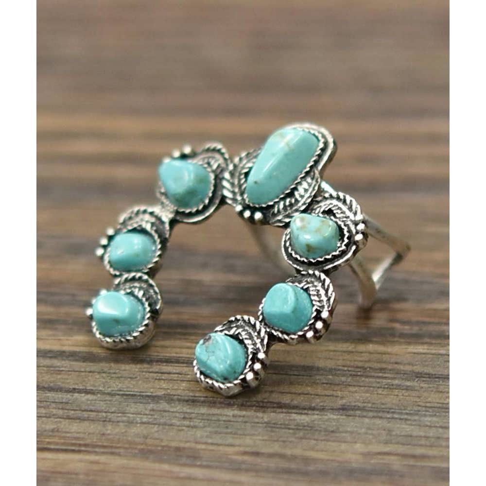 Other Boho Squash Turquoise Adjustable Statement Cuff Ring for Uni Size ONE SIZE - 1 Thumbnail