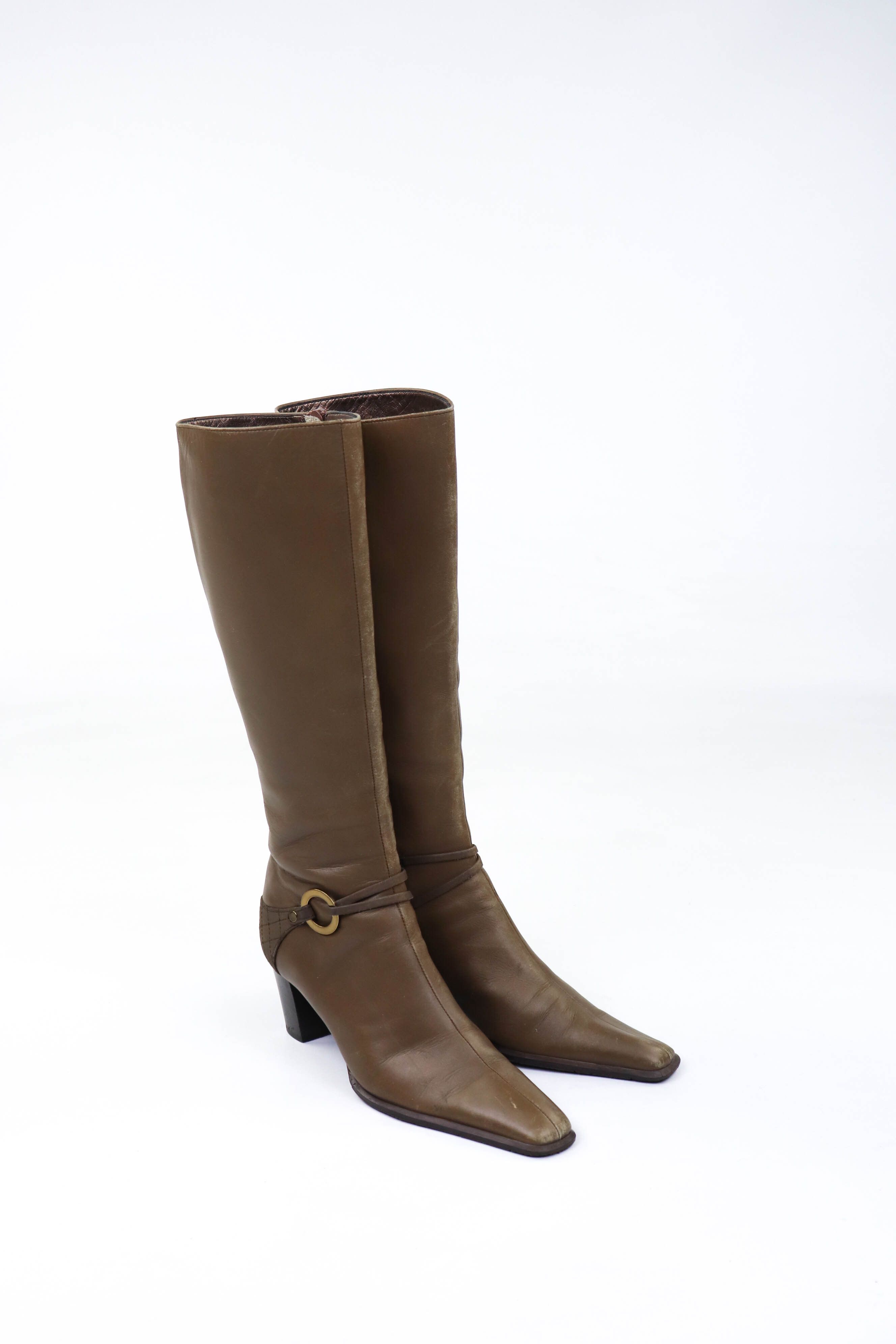 Japanese Brand Vintage iCB Made in Japan Tan Leather Pointed Toe Boots Size US 5 / IT 35 - 1 Thumbnail