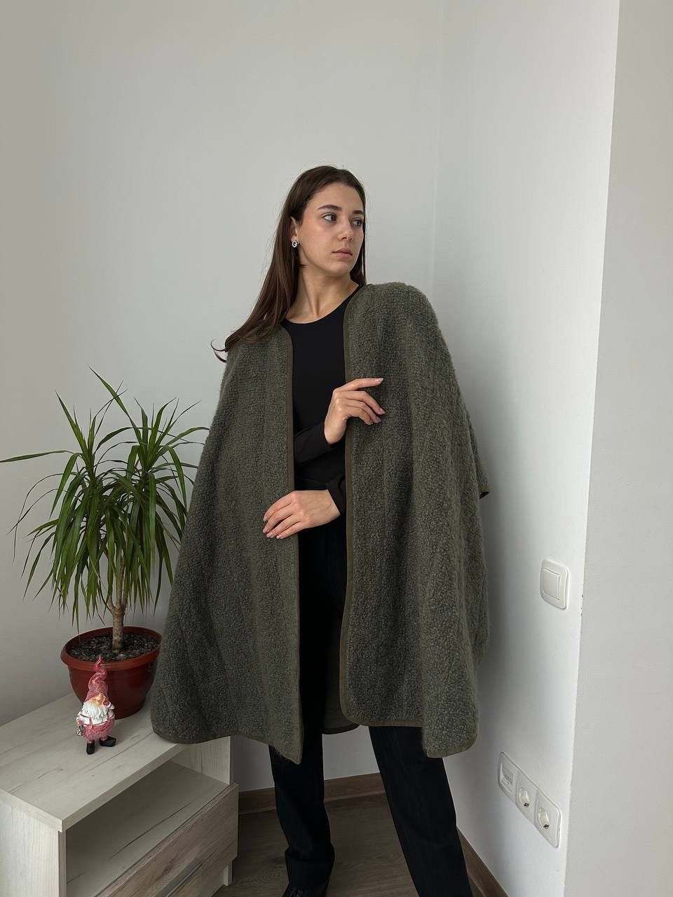 Escada × Vintage Vintage Escada Poncho Green Wool Mohair Big Logo Cardigan Size L / US 10 / IT 46 - 1 Thumbnail