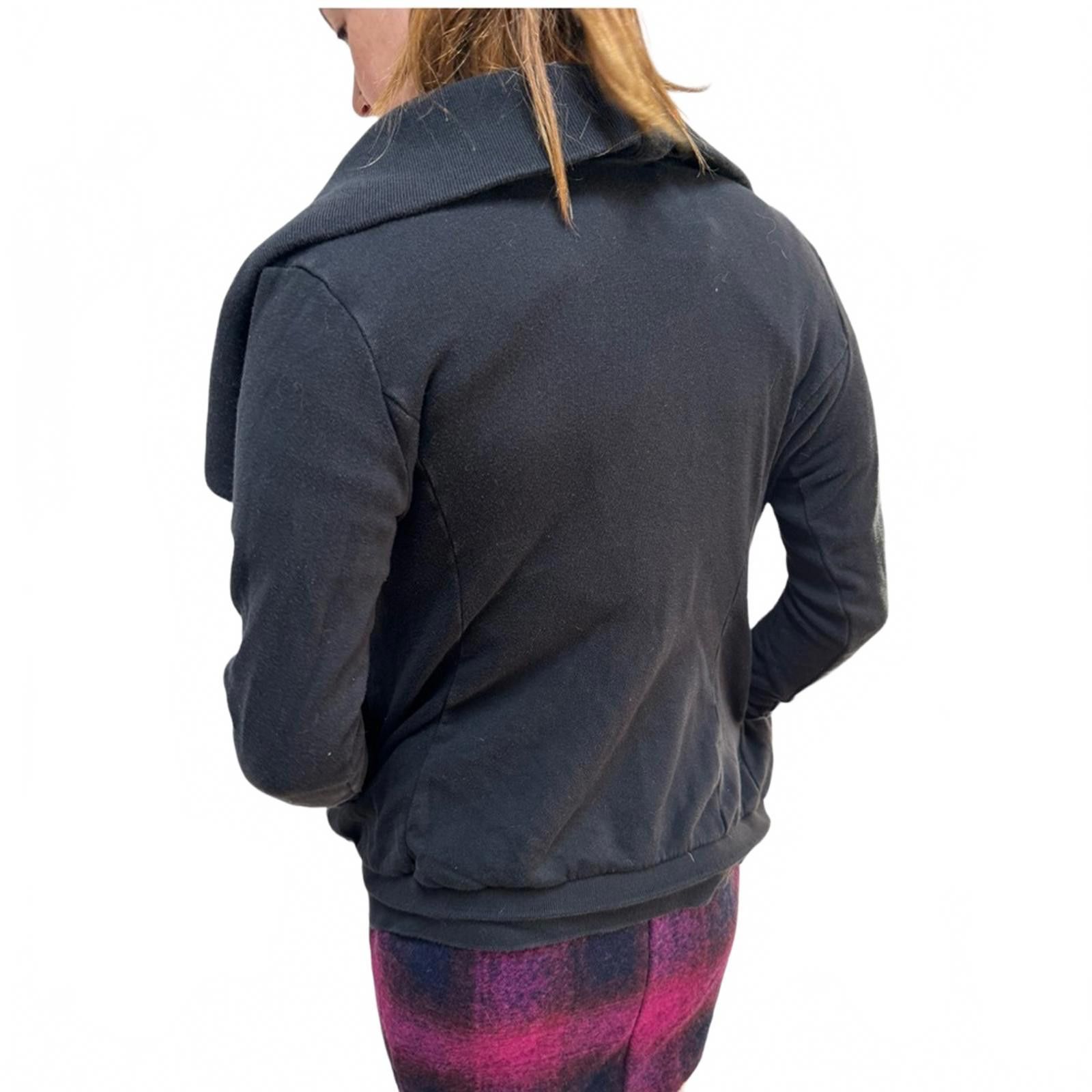 Allsaints AllSaints XS Black Collared Full-Zip Sweatshirt Size XS / US 0-2 / IT 36-38 - 4 Thumbnail