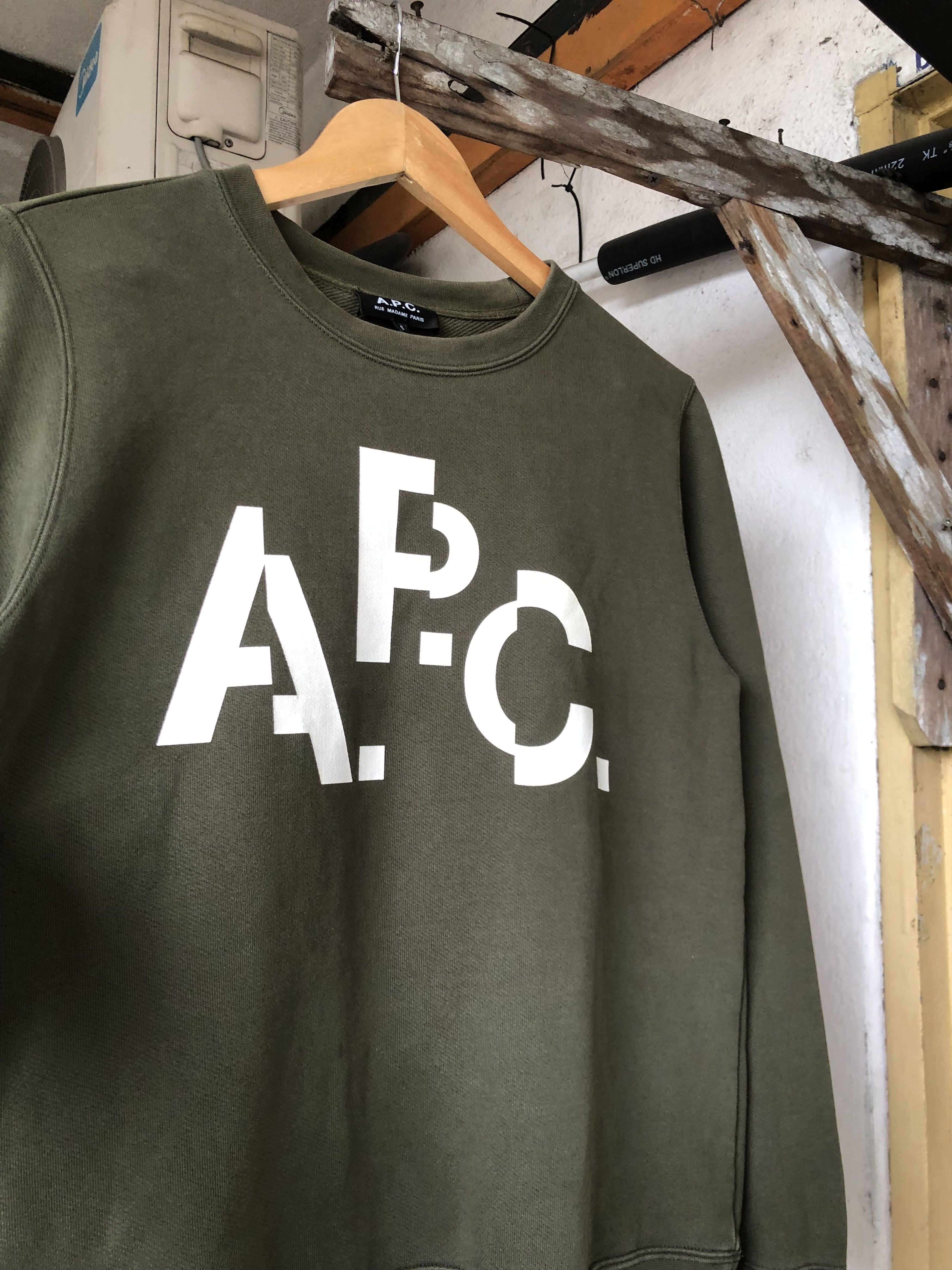 A.P.C. A.P.C. Big Logo Green Army Sweatshirt Size S / US 4 / IT 40 - 8 Thumbnail