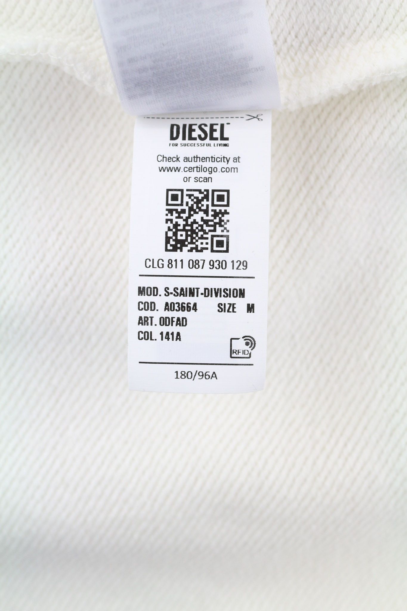 Diesel S-SAINT-DIVISION M White Half Zip Sweatshirt 40098 Size US M / EU 48-50 / 2 - 10 Thumbnail