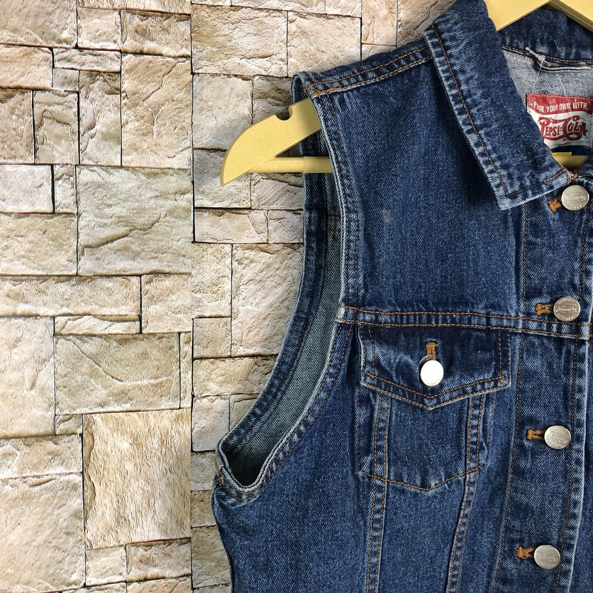 Coca Cola Pepsi Cola Blue Denim Vest #A838 Size US S / EU 44-46 / 1 - 7 Thumbnail