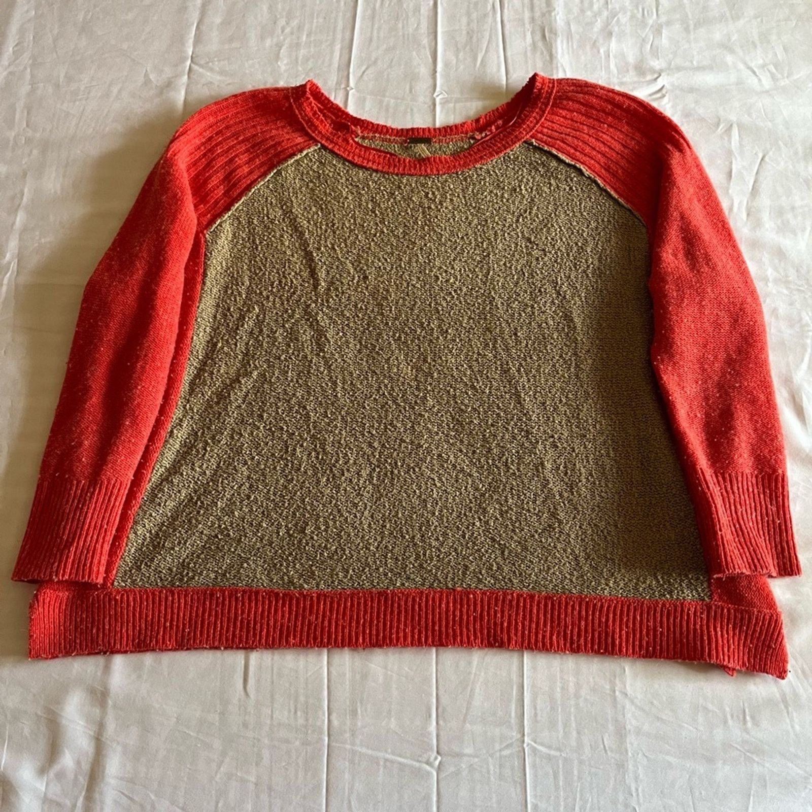 Free People Free People Sweater Tabbard Pullover Comfy Orange Tan Sz XS Size XS / US 0-2 / IT 36-38 - 1 Thumbnail