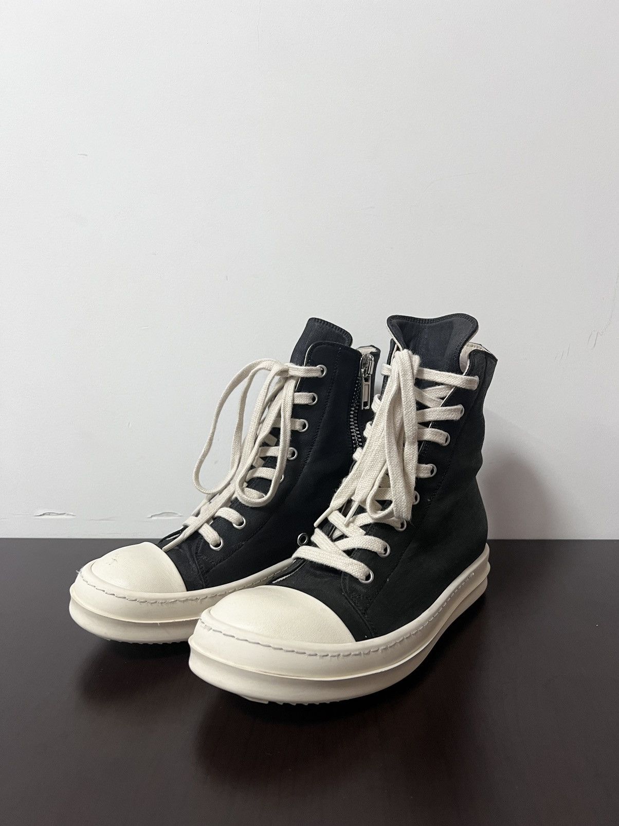 image of Rick Owens Ramones High Top Sneakers Sz35 in Black, Women's