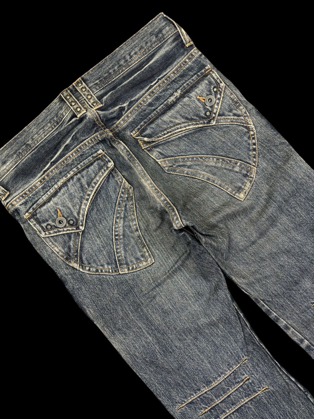 Japanese Brand 💥SUPER FLARE💥EDGE RUPERT Multipocket Flare Punk Jeans F701 Size US 29 - 18 Thumbnail