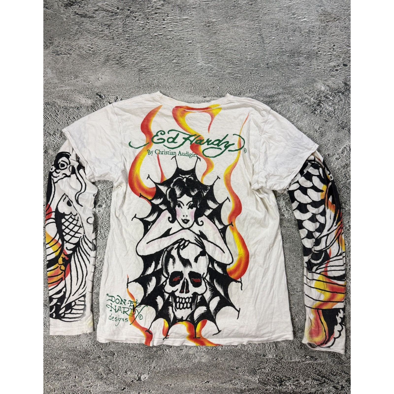 Ed Hardy Ed Hardy Christian Audigier vintage white longsleeve t-shirt Size US M / EU 48-50 / 2 - 6 Thumbnail