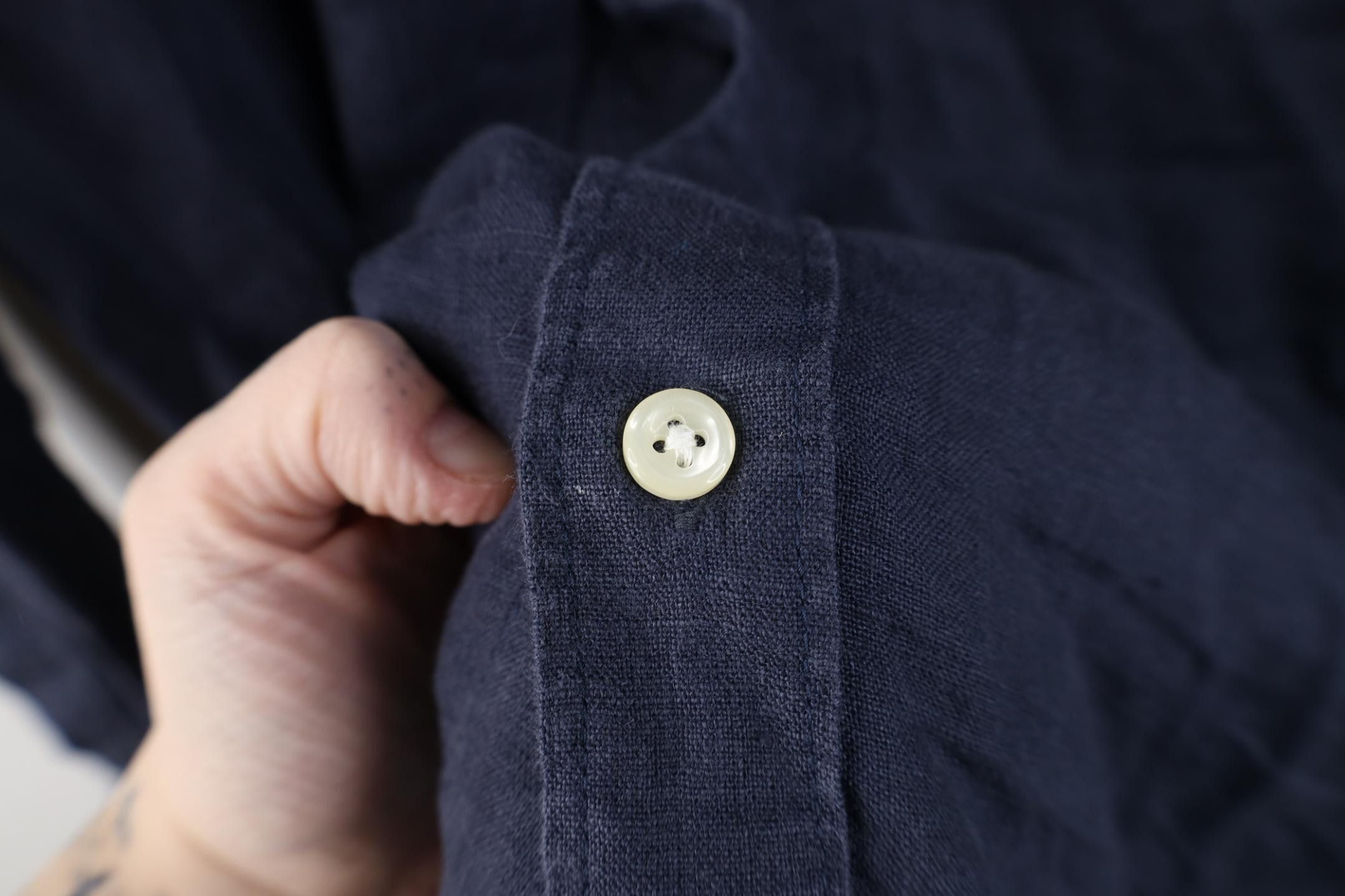 J.Crew J Crew Faded Linen Knit Collared Button Down Shirt Navy Blue Size US M / EU 48-50 / 2 - 6 Thumbnail