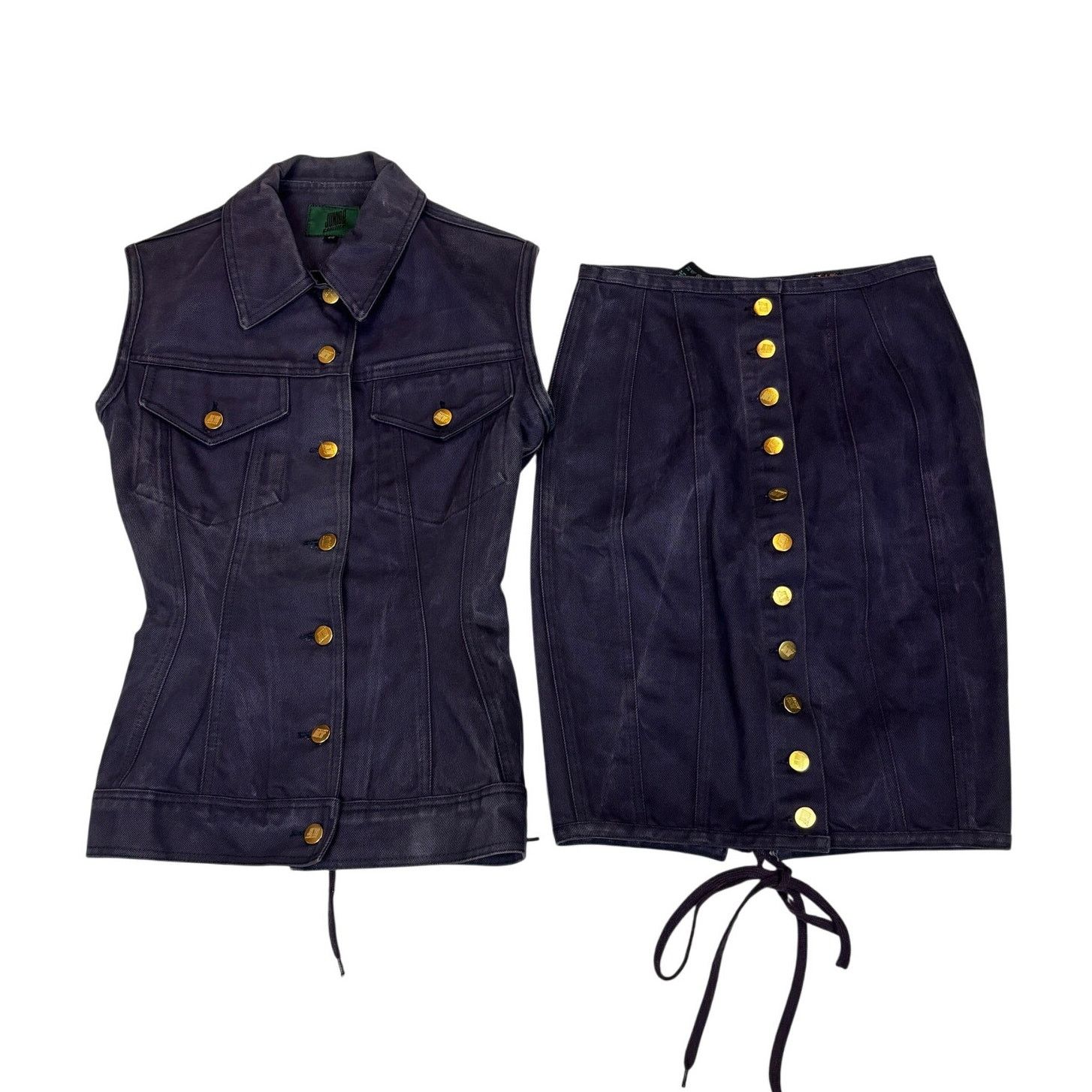 Jean Paul Gaultier Vintage Junior Jean Paul Gaultier Denim Vest Skirt Set Size 28" / US 6 / IT 42 - 1 Thumbnail