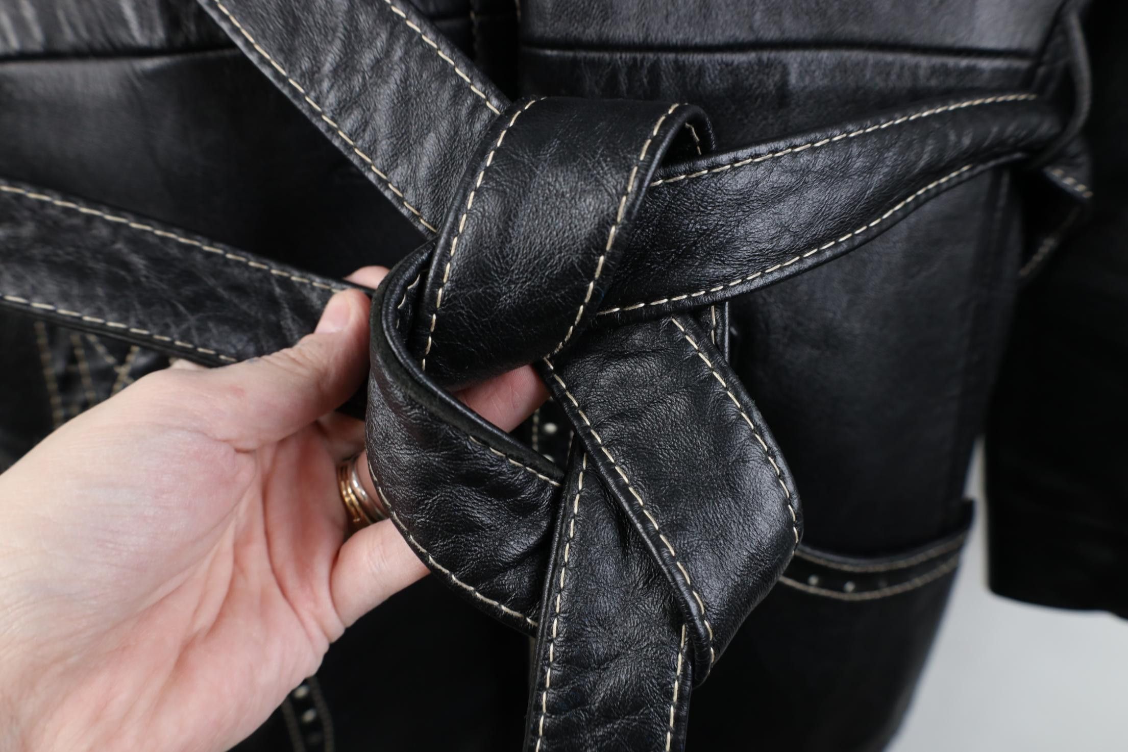 Vintage Vintage 70s Streetwear Leather Trench Coat Jacket Black Size L / US 10 / IT 46 - 6 Thumbnail