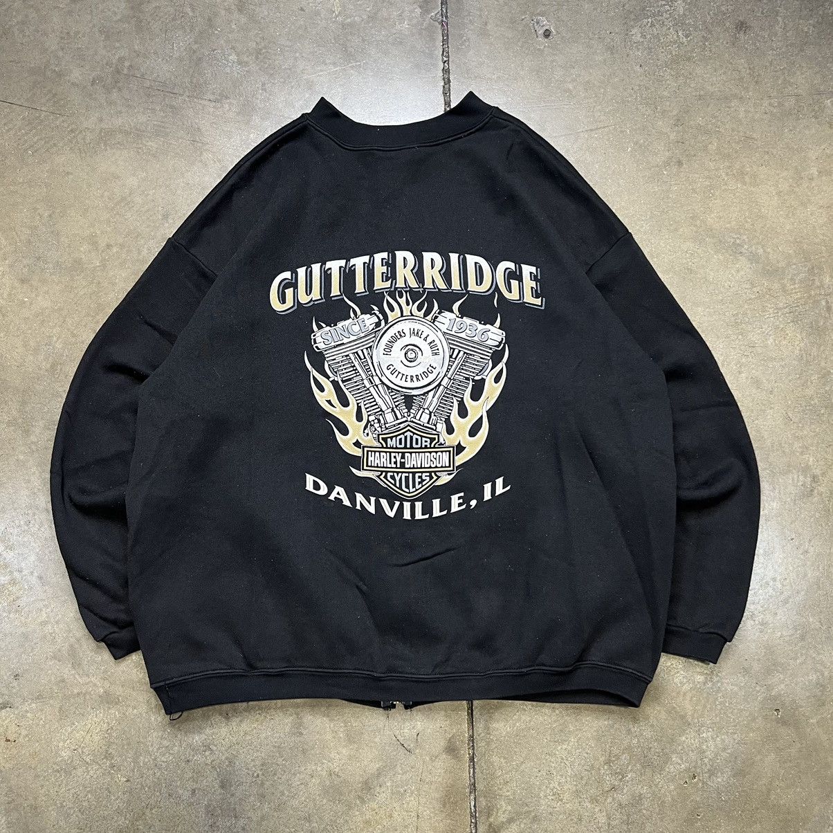 Harley Davidson × Vintage Vintage 90s Harley Davidson Zip Up Crewneck Sweatshirt Boxy Size US XXL / EU 58 / 5 - 1 Thumbnail