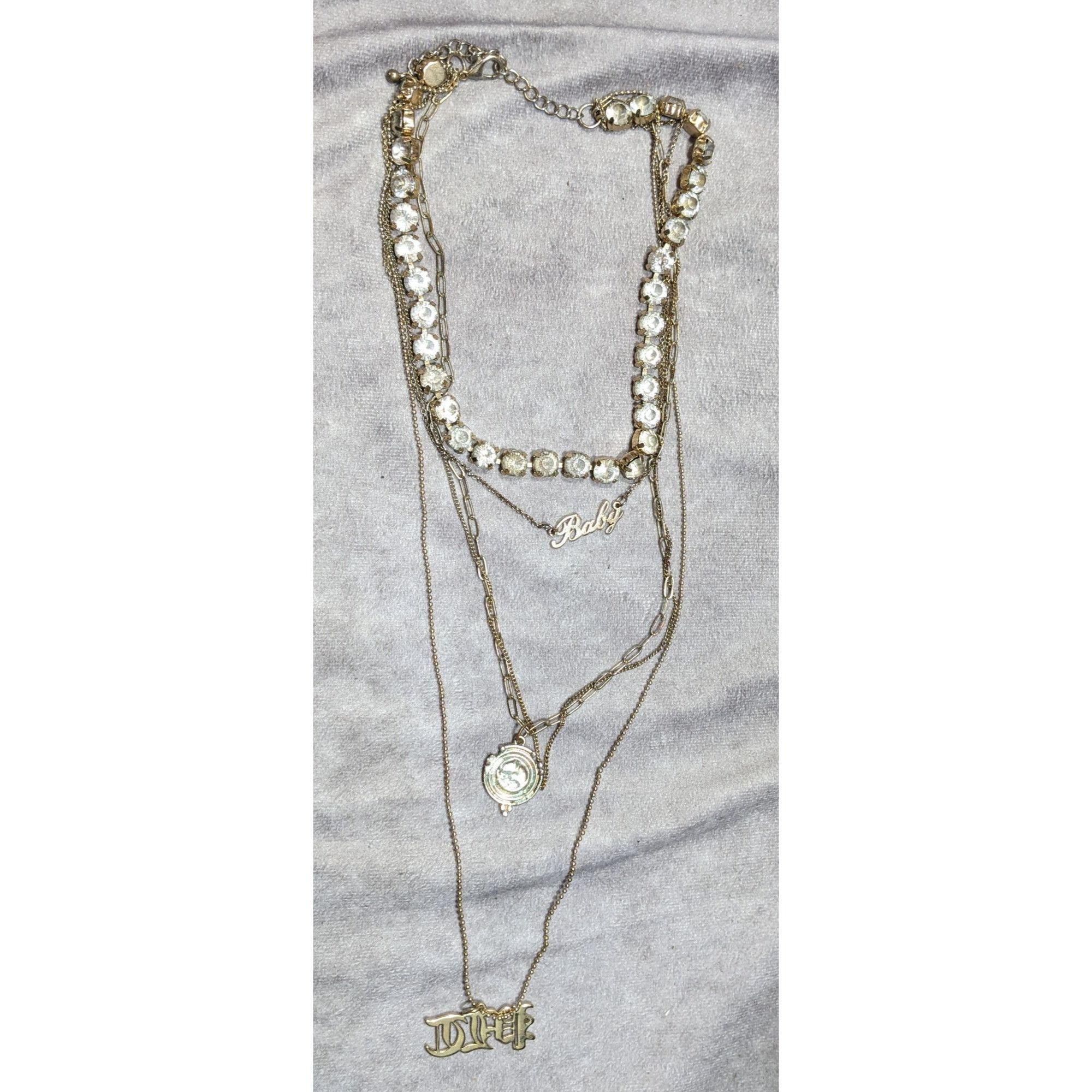 Other Layered Glam Rhinestone Chain And Charm Necklace Size ONE SIZE - 5 Thumbnail
