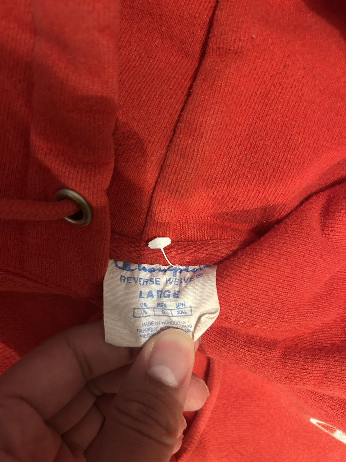 Champion × Vintage Vintage 90s champion red blank hoodie Reverse weave Size US L / EU 52-54 / 3 - 3 Thumbnail