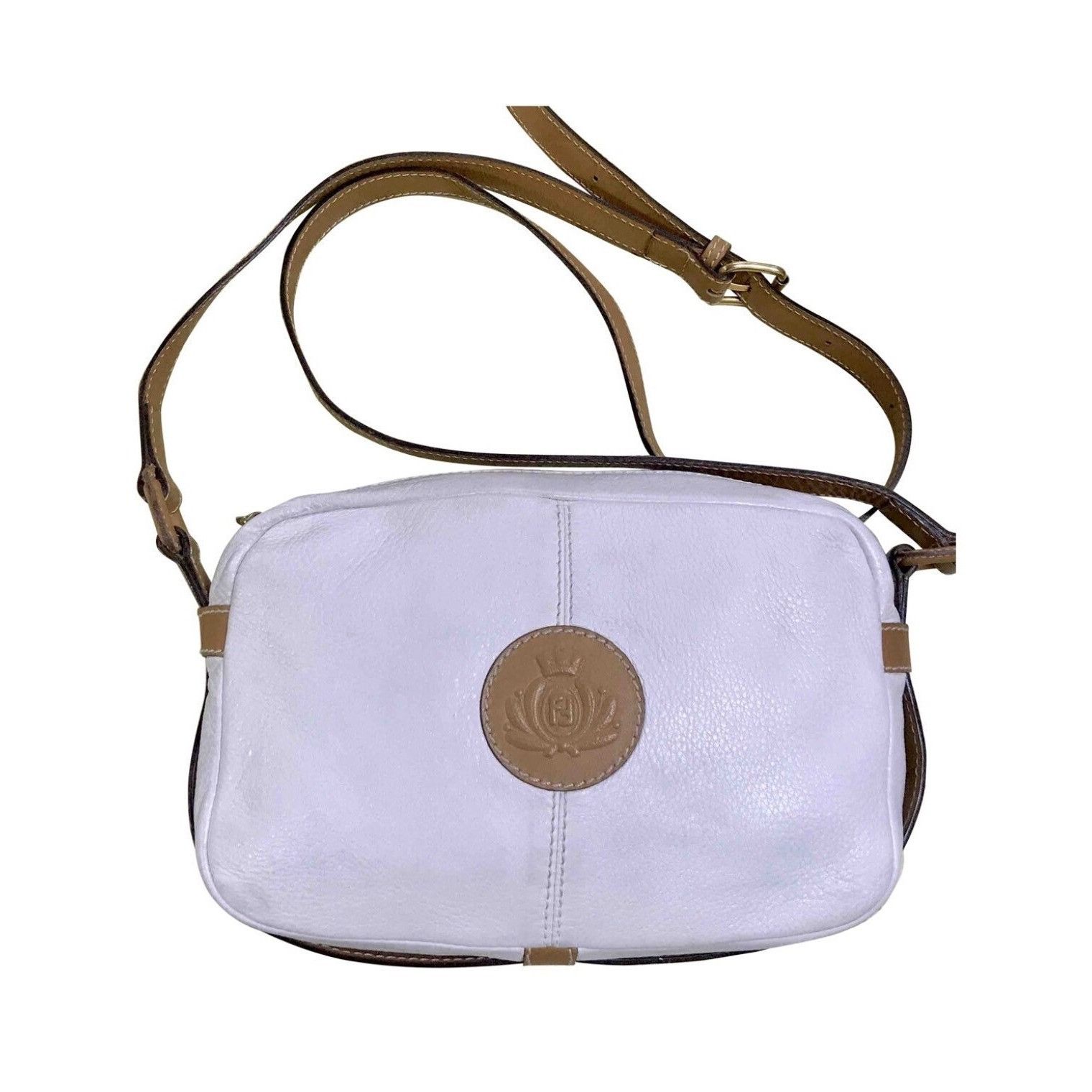 Fendi Vintage Fendi white and brown leather shoulder bag. Size ONE SIZE - 1 Thumbnail