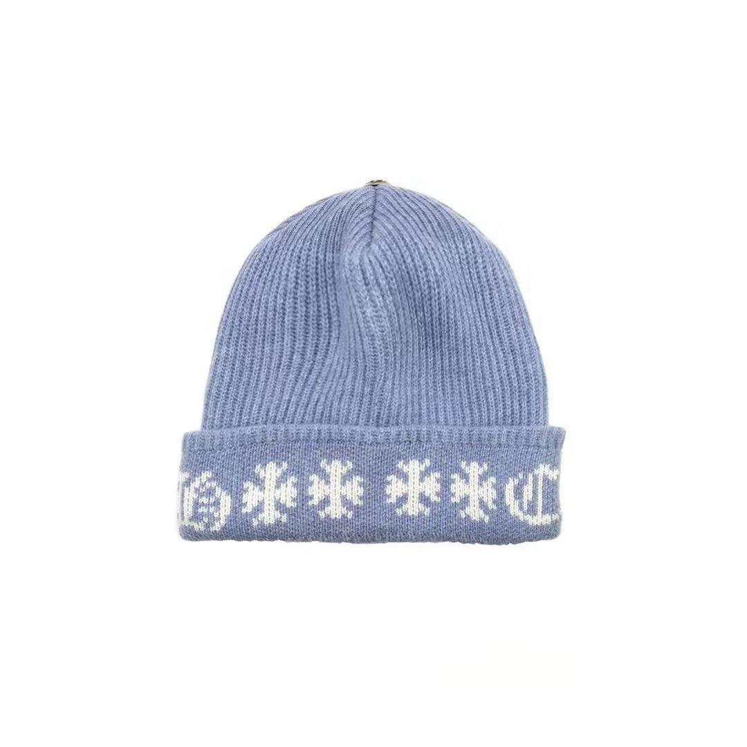 Chrome Hearts Chrome Hearts Baby Blue Cashmere Cross Logo Beanie Size ONE SIZE - 2 Thumbnail