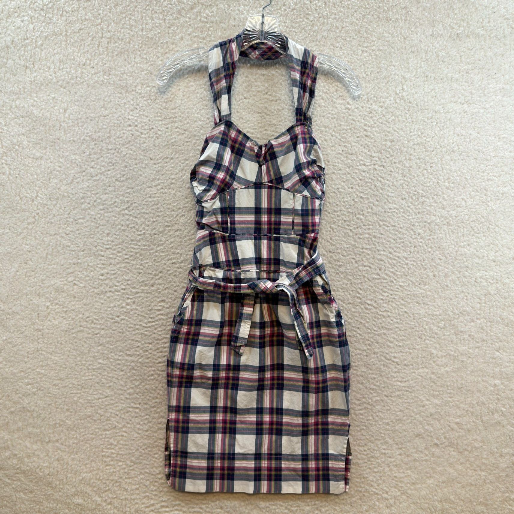 Vintage VINTAGE Y2K Halter Mini Dress XS Tartan Plaid Bustier Mod Western Pockets Size XS / US 0-2 / IT 36-38 - 2 Thumbnail