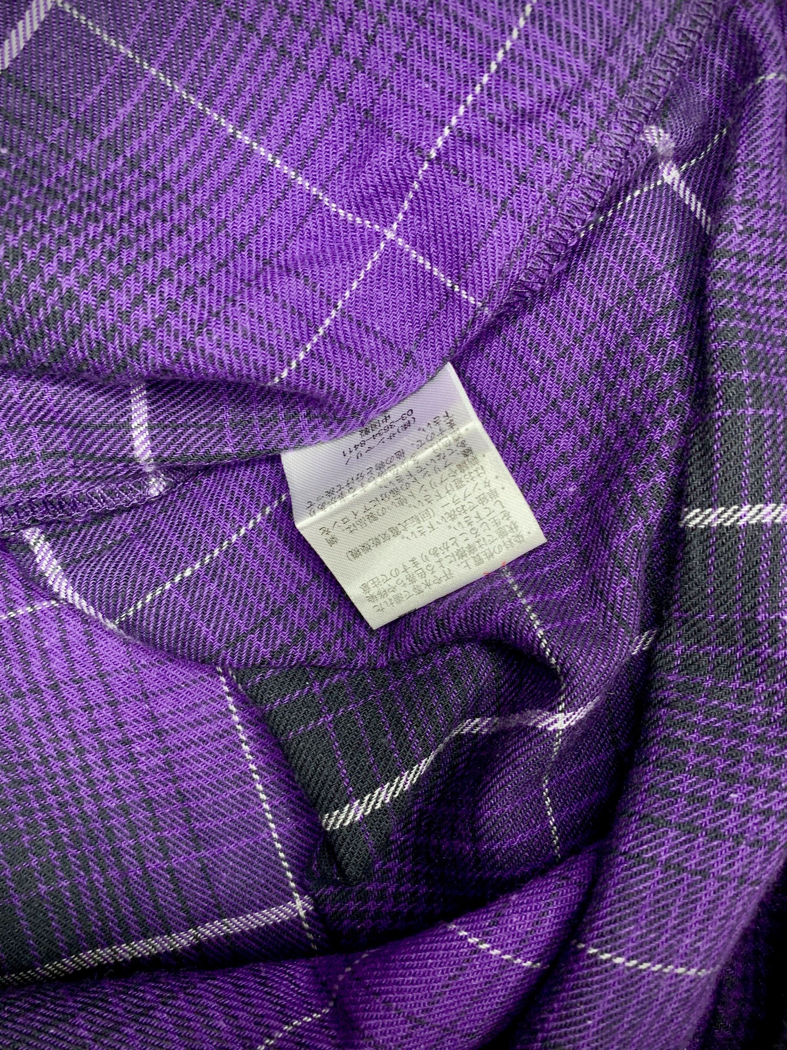 Japanese Brand Y2K B-One-Soul Grunge Purple Plaid Flannel Shirt Poem Print Size US M / EU 48-50 / 2 - 7 Thumbnail