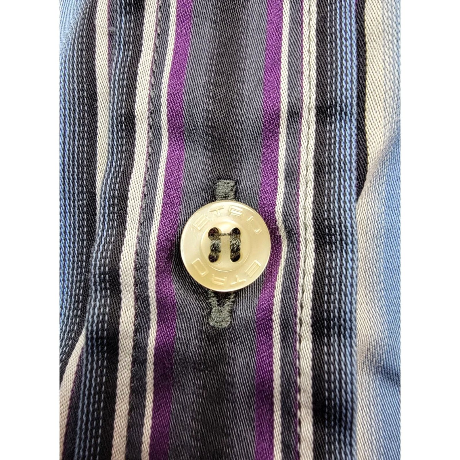 Etro Etro Milano Shirt Mens 42 Blue Purple Stripe Button Down Made in Italy Shirt Button-Up Casual Career Modern Designer Mens Size US XL / EU 56 / 4 - 6 Thumbnail