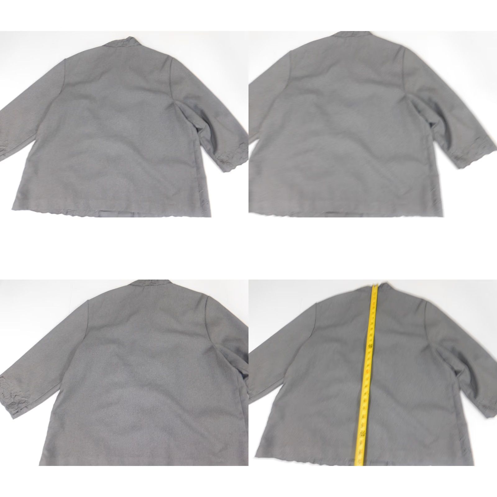 Vintage Alfred Dunner Blazer Womens Jacket 18 Gray Flower Lightweight Short Sleeve Button Mid-Length Regular Polyester Microfiber Fall Winter Size XXL / US 16-18 / IT 52-54 - 8 Thumbnail