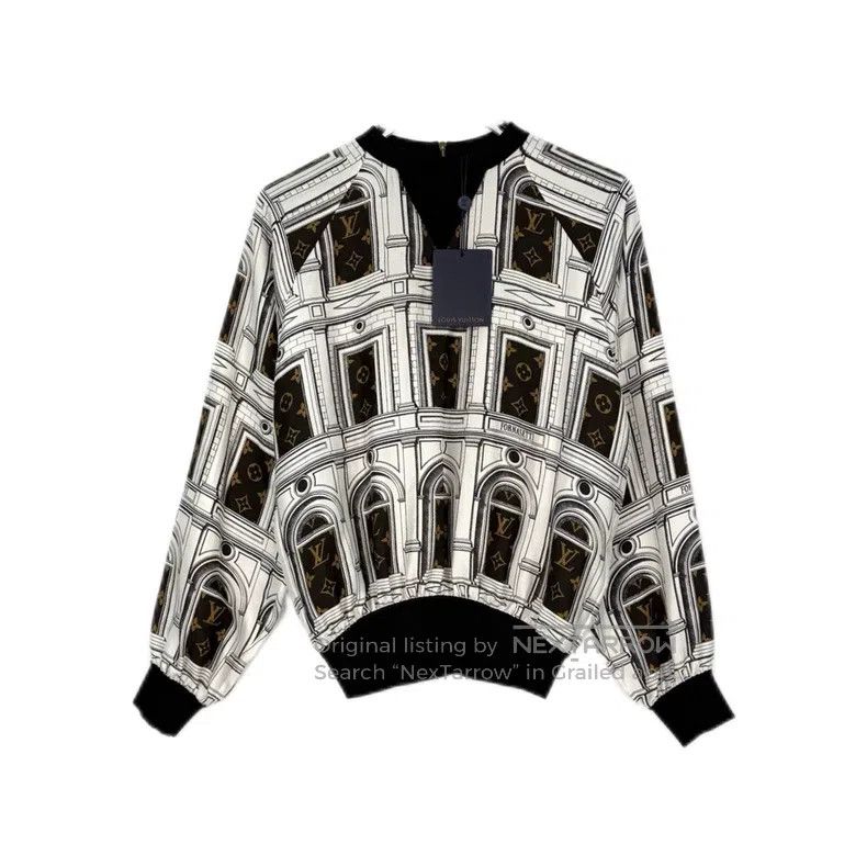 Louis Vuitton Louis Vuitton White Brown Old Pattern Mulberry Silk Cardig Size US XS / EU 42 / 0 - 1 Thumbnail