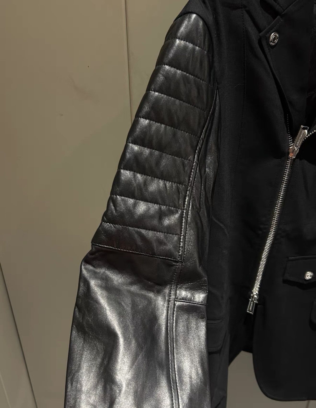 Dsquared2 Dsquared2 Black Leather Wool Jacket Size US S / EU 44-46 / 1 - 2 Thumbnail
