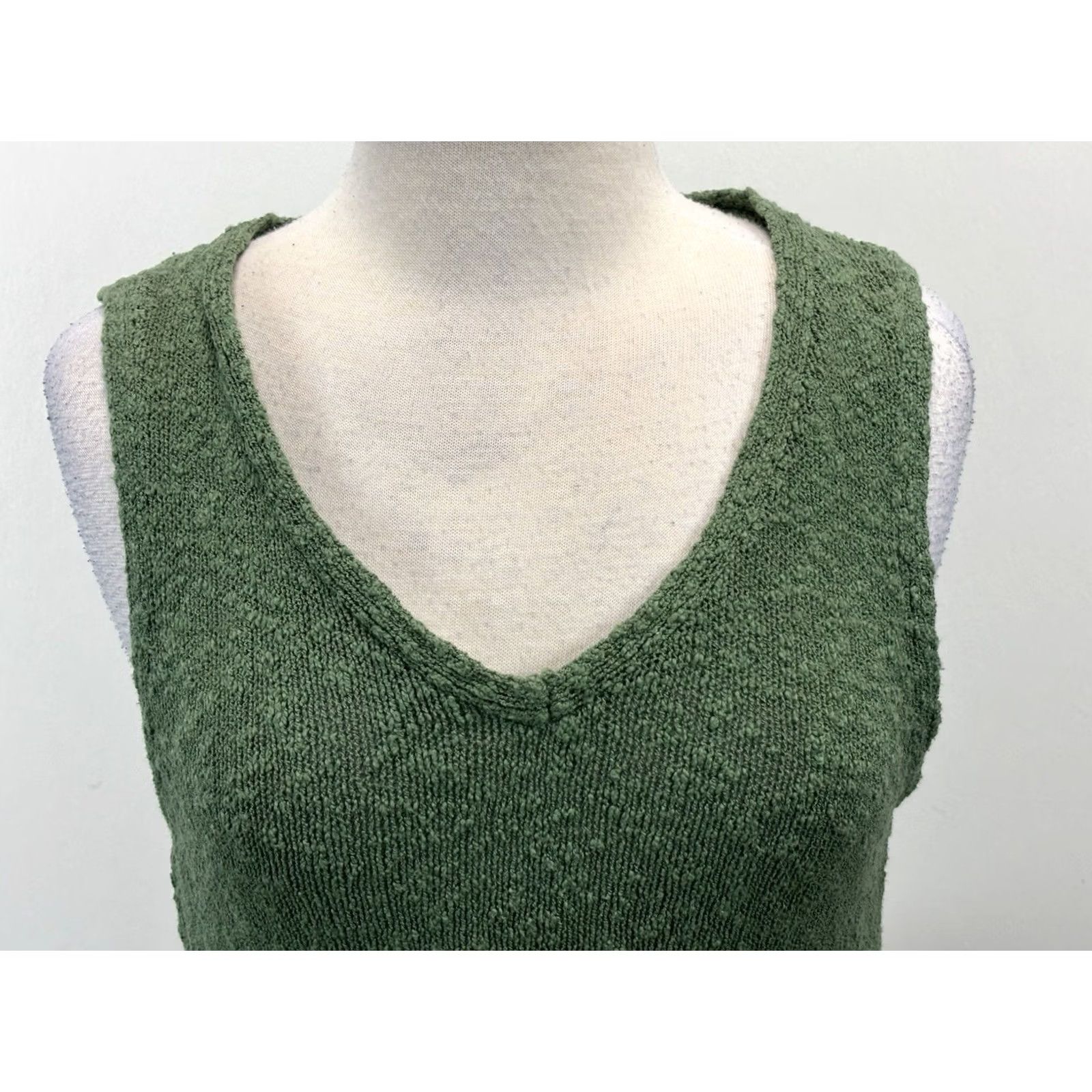 J.Crew J.CREW Knit Slub Sleeveless Sweater Women’s L Green Coastal Lagenlook V-Neck Pullover Boucle Knit Regular Size Size L / US 10 / IT 46 - 5 Thumbnail