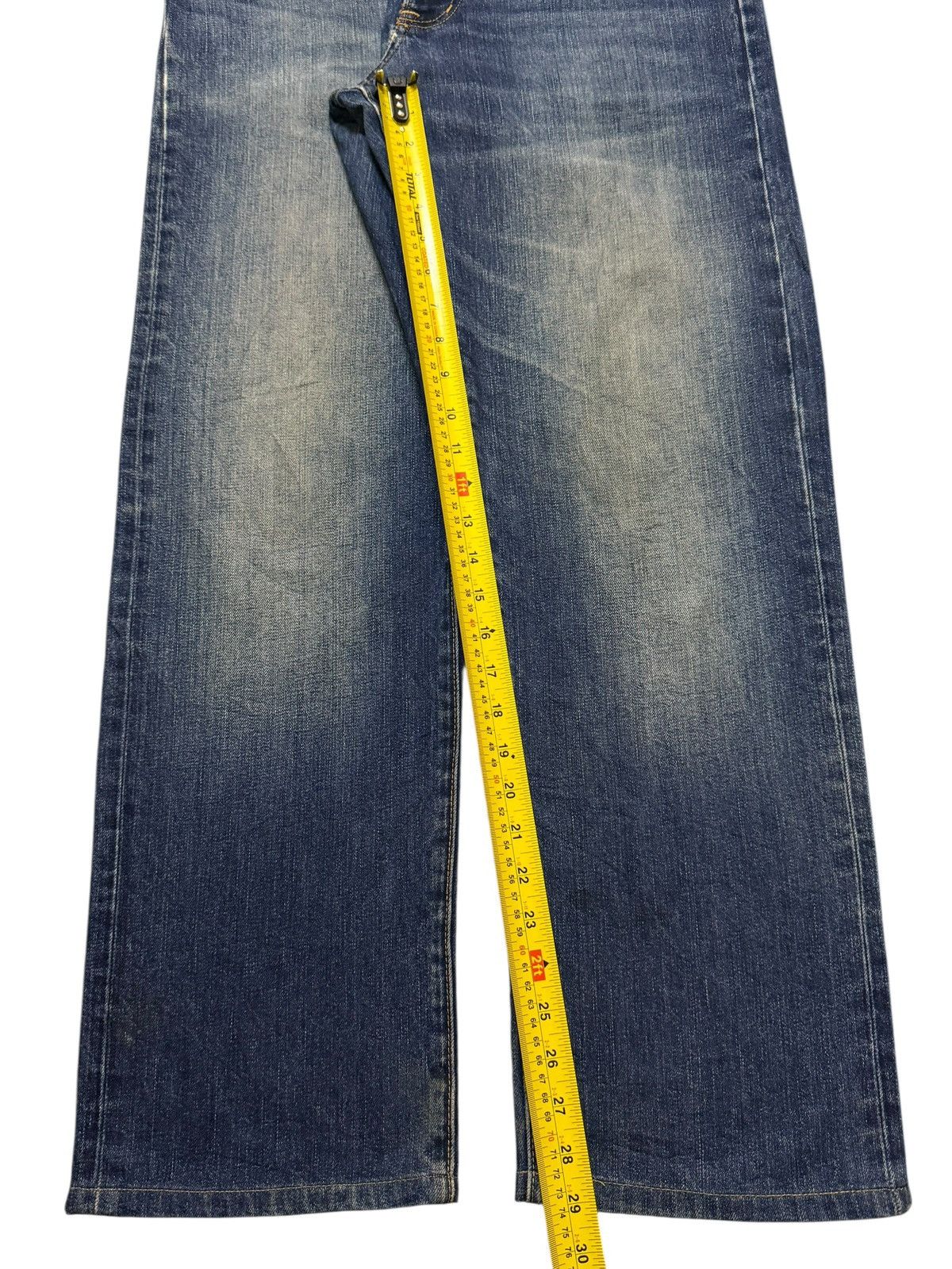 GU Vintage Y2K Japanese GU Blue Faded Mud Wash Relaxed Wide Leg Size US 32 / EU 48 - 9 Thumbnail