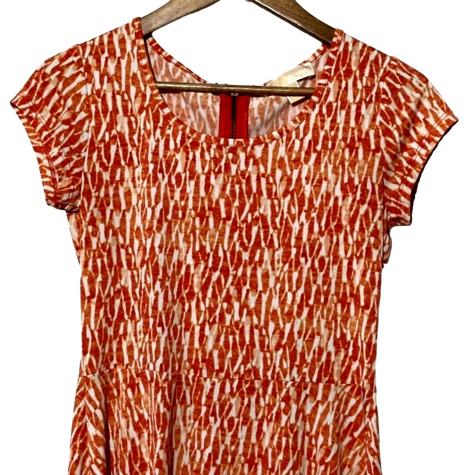 Michael Kors Michael Kors Dress Womens XS Orange & White Cap Sleeve Size XS / US 0-2 / IT 36-38 - 2 Thumbnail