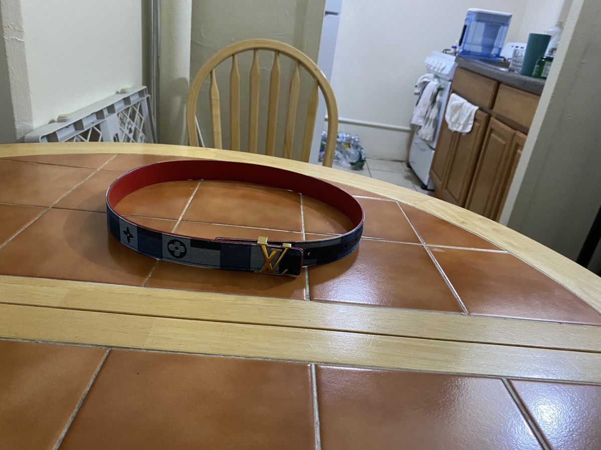 Louis Vuitton Unisex LOUIS VUITTON DENIM/RED BELT GOLD TONE HARDWARE, Size ONE SIZE - 5 Thumbnail