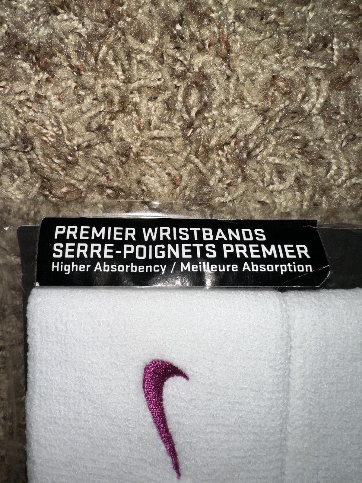 Nike Nike Adult Unisex Tennis Premier Sportswear Band White Fuschia 2pcs Wristband Size ONE SIZE - 2 Thumbnail