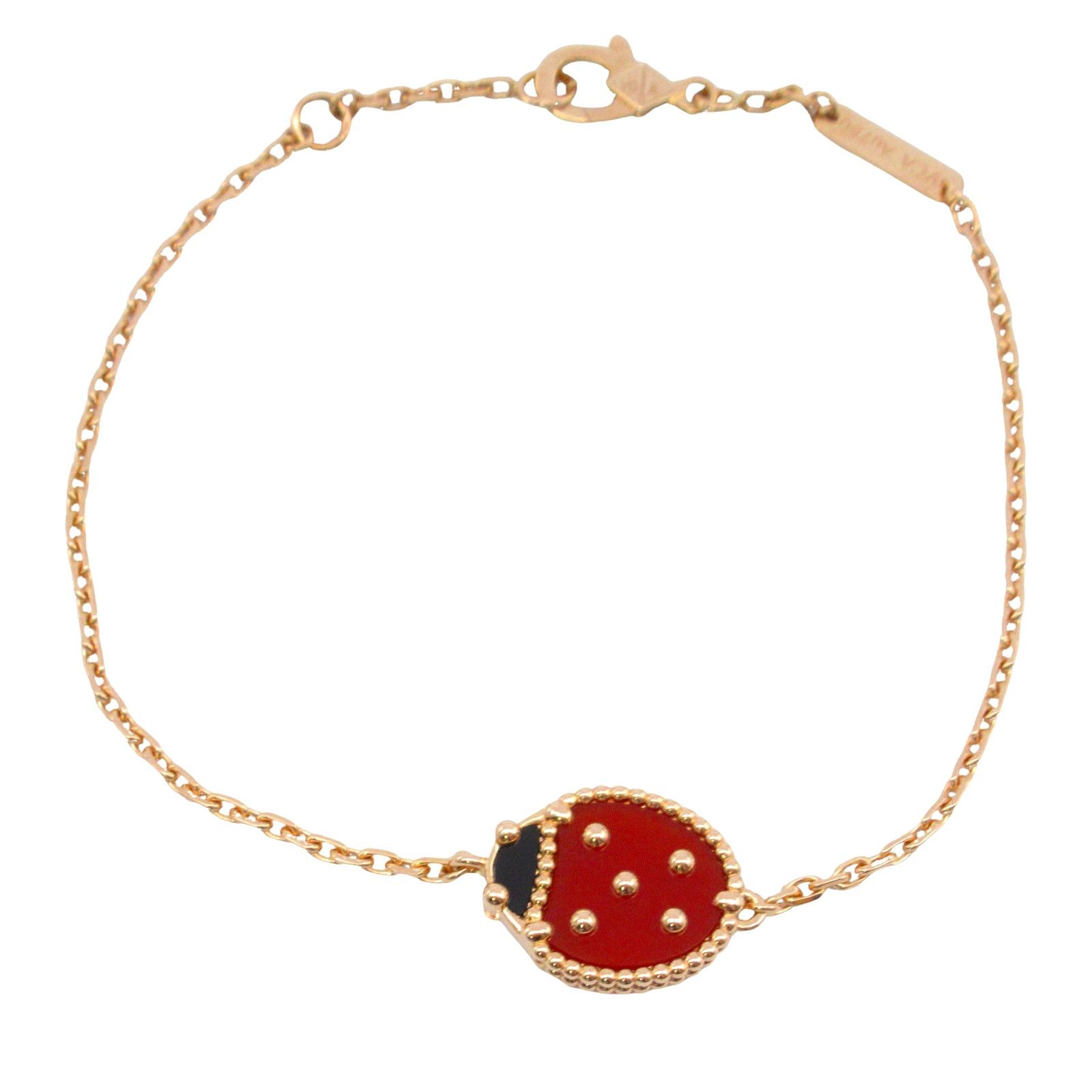 Van Cleef & Arpels Van Cleef Arpels Lucky Spring Closed Wing Ladybug Bracelet K18Pg (Pink Gold) Onyx/Carnelian Red Black Size ONE SIZE - 1 Thumbnail