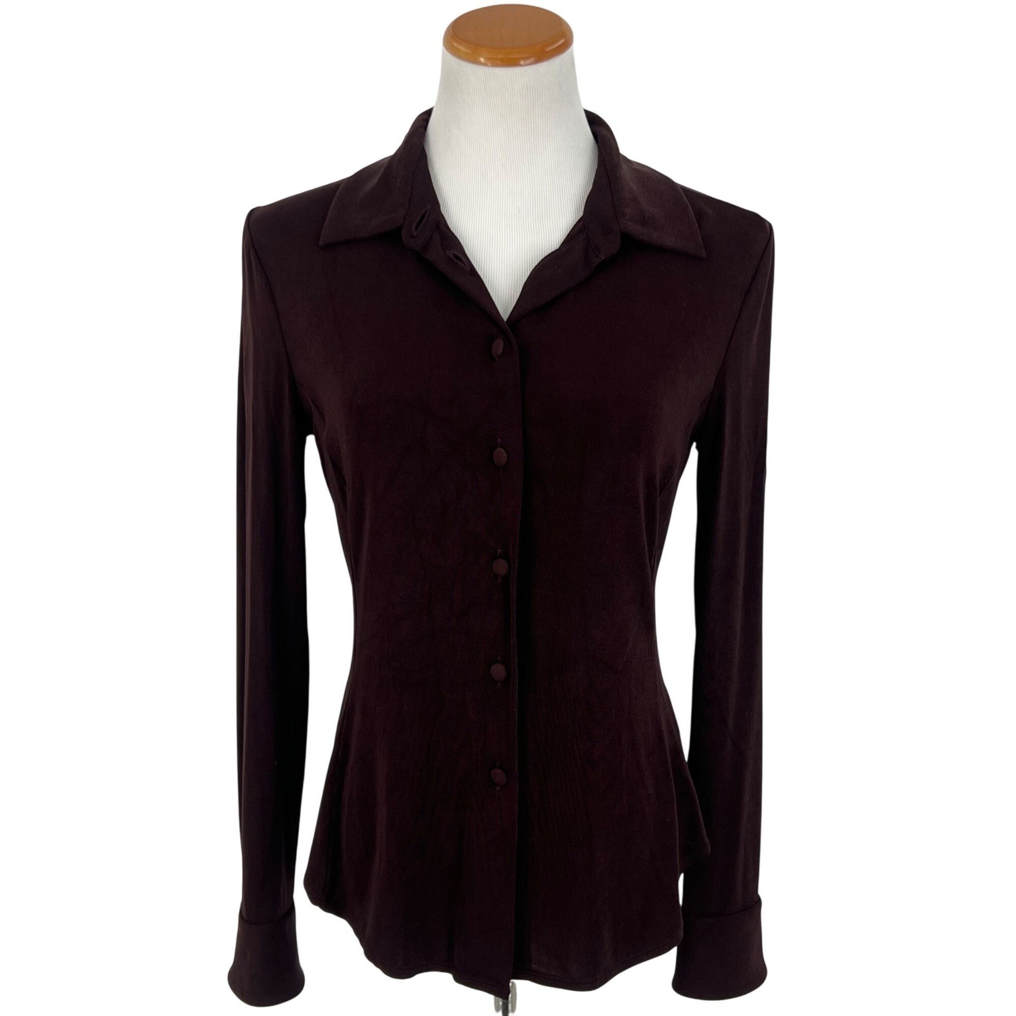 Emporio Armani VTG Armani Oxblood Button-Up Top | Office Siren Old Money Fe Size M / US 6-8 / IT 42-44 - 2 Thumbnail
