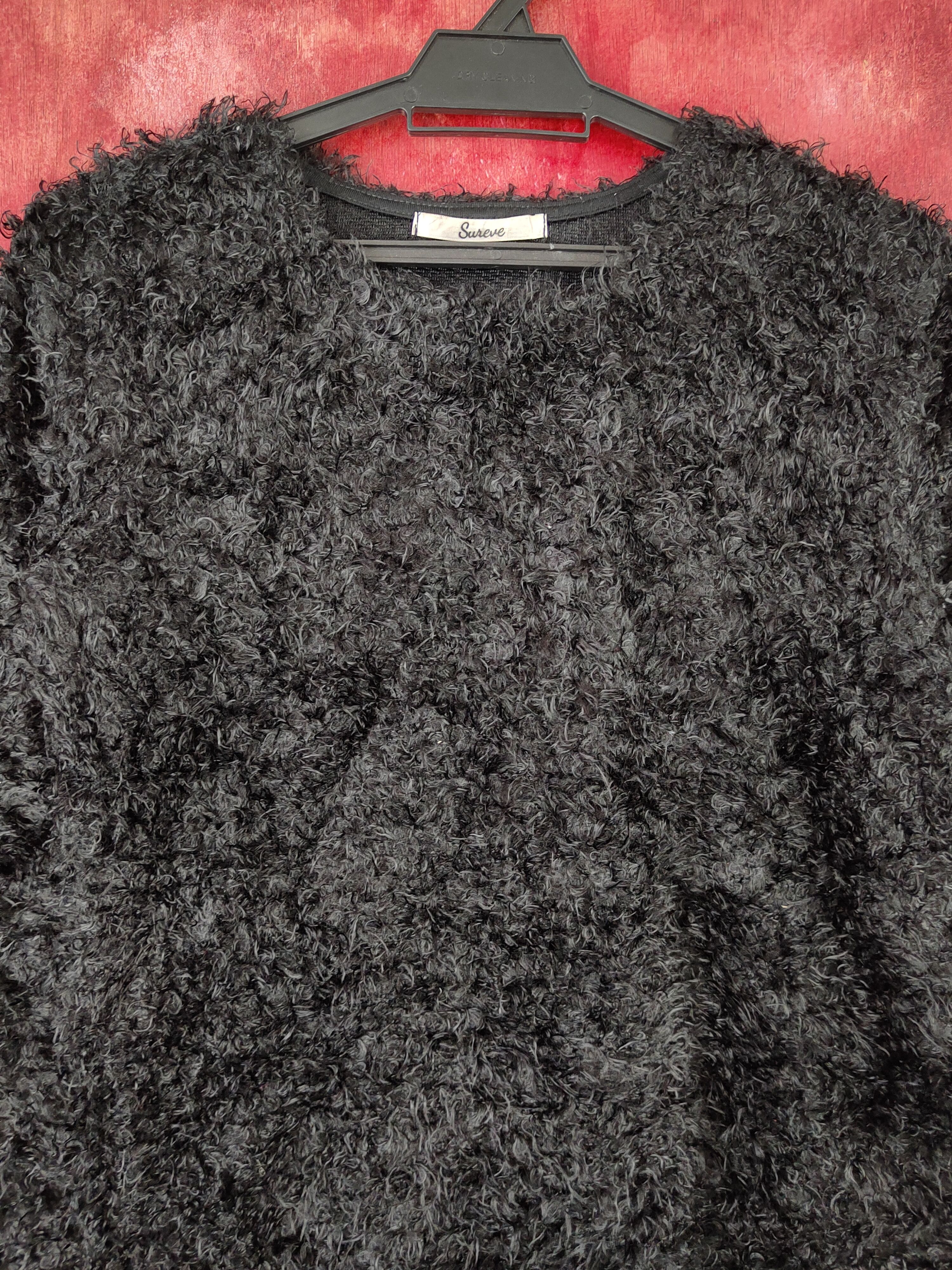 Homespun Knitwear Sureve Black Shag Shaggy Fur Mohair Knitwear #S181885 Size M / US 6-8 / IT 42-44 - 2 Thumbnail