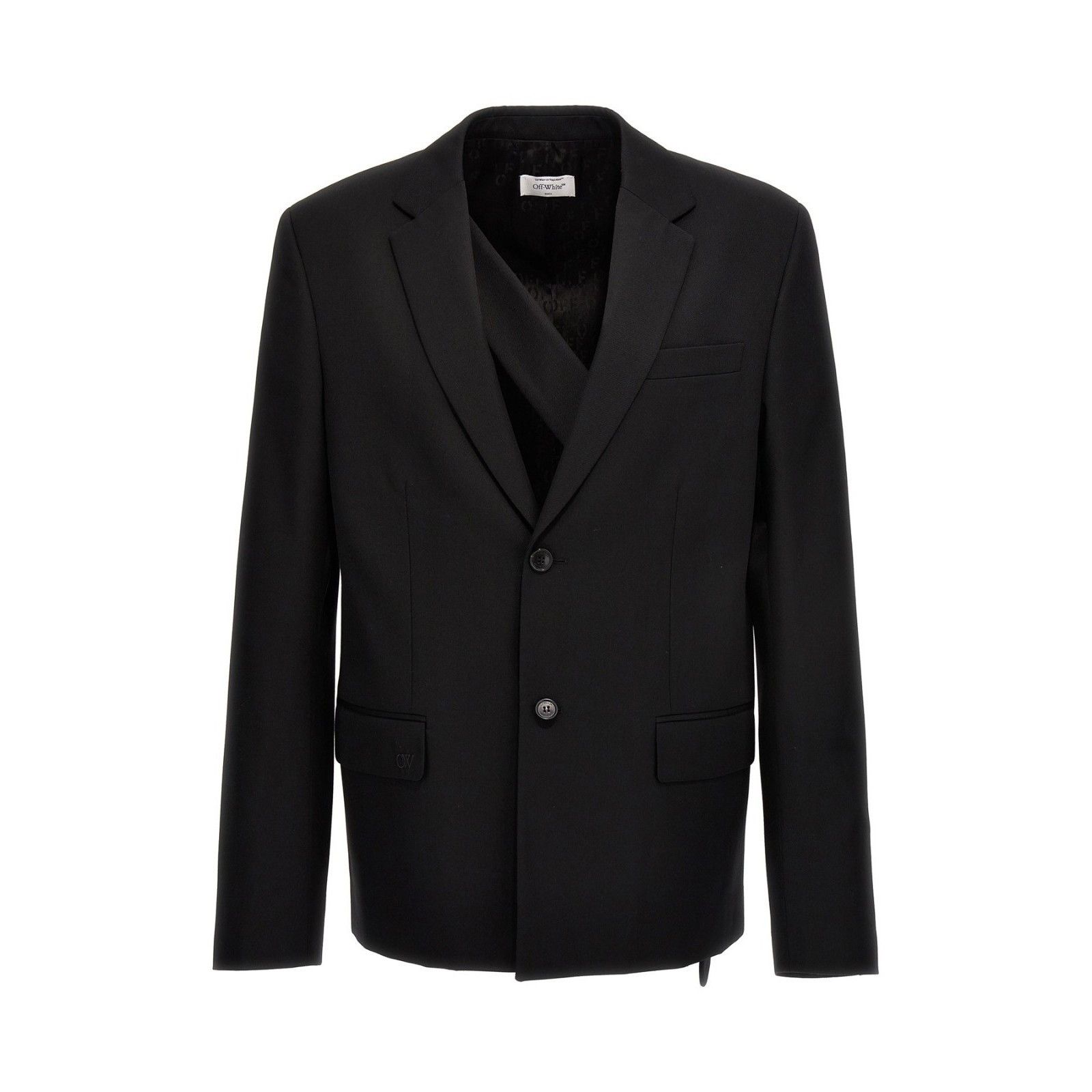 Off-White OFF-WHITE Embroidery Black Wool Blazer New & Authentic (Men' Size US XL / EU 56 / 4 - 1 Thumbnail