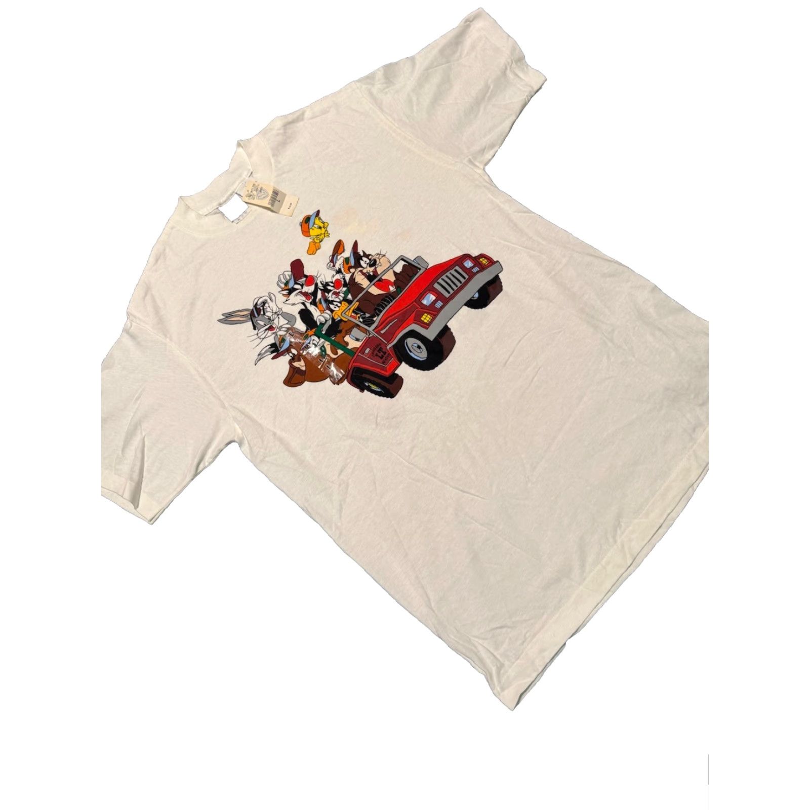 Vintage VINTAGE Warner Bros Looney Tunes T-Shirt L White Unisex 1990s 2-Sided Bugs Bunny Taz Daddy Jeep Size US L / EU 52-54 / 3 - 3 Thumbnail