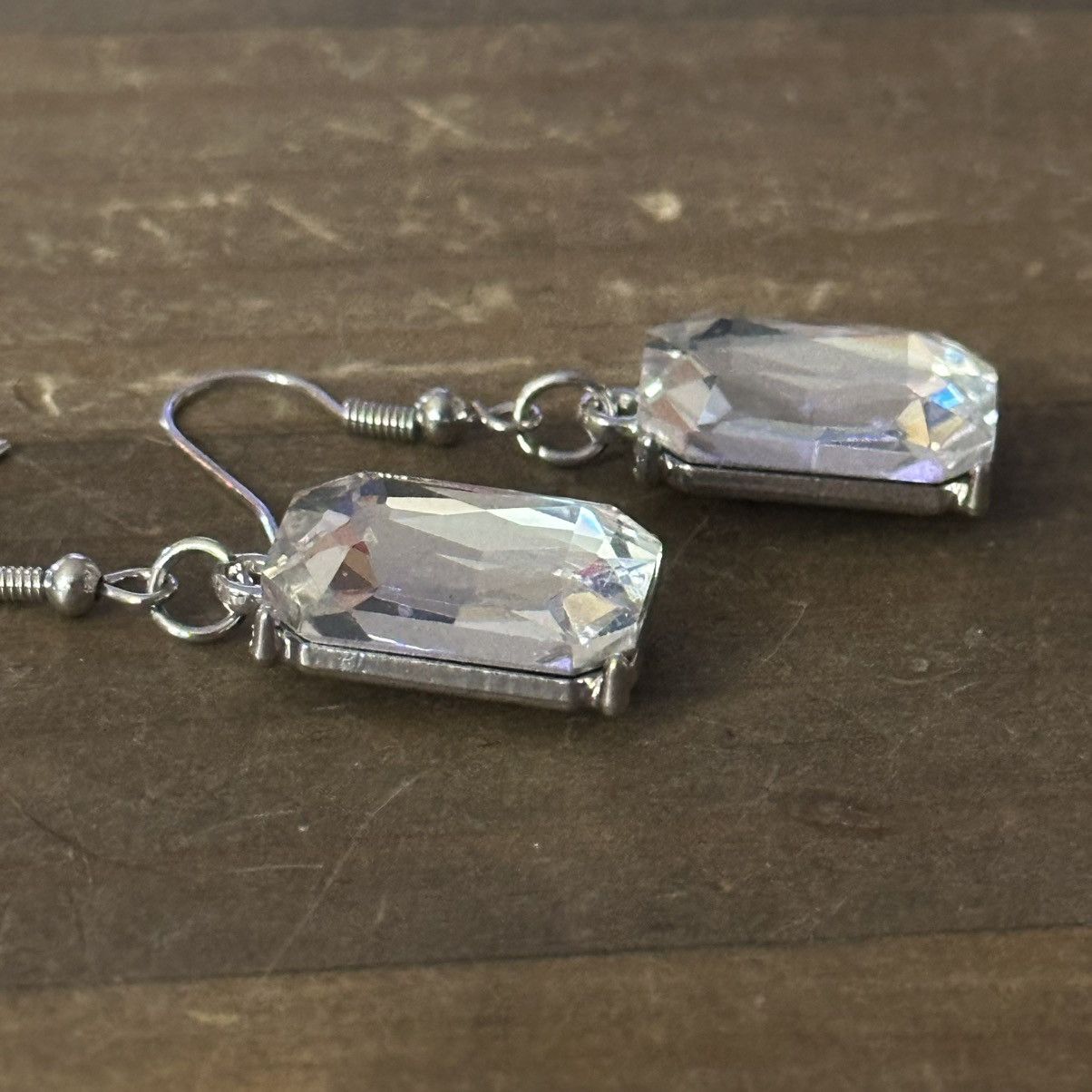 Other Silver tone rectangular clear faceted stone dangle earrings Size ONE SIZE - 4 Thumbnail