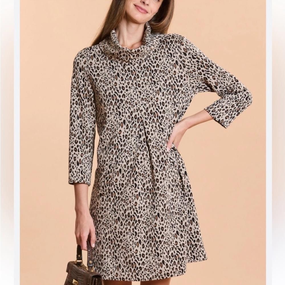 Designer Tyler Boe l Kim Leopard Cowl Neck Dress Large Size L / US 10 / IT 46 - 10 Thumbnail