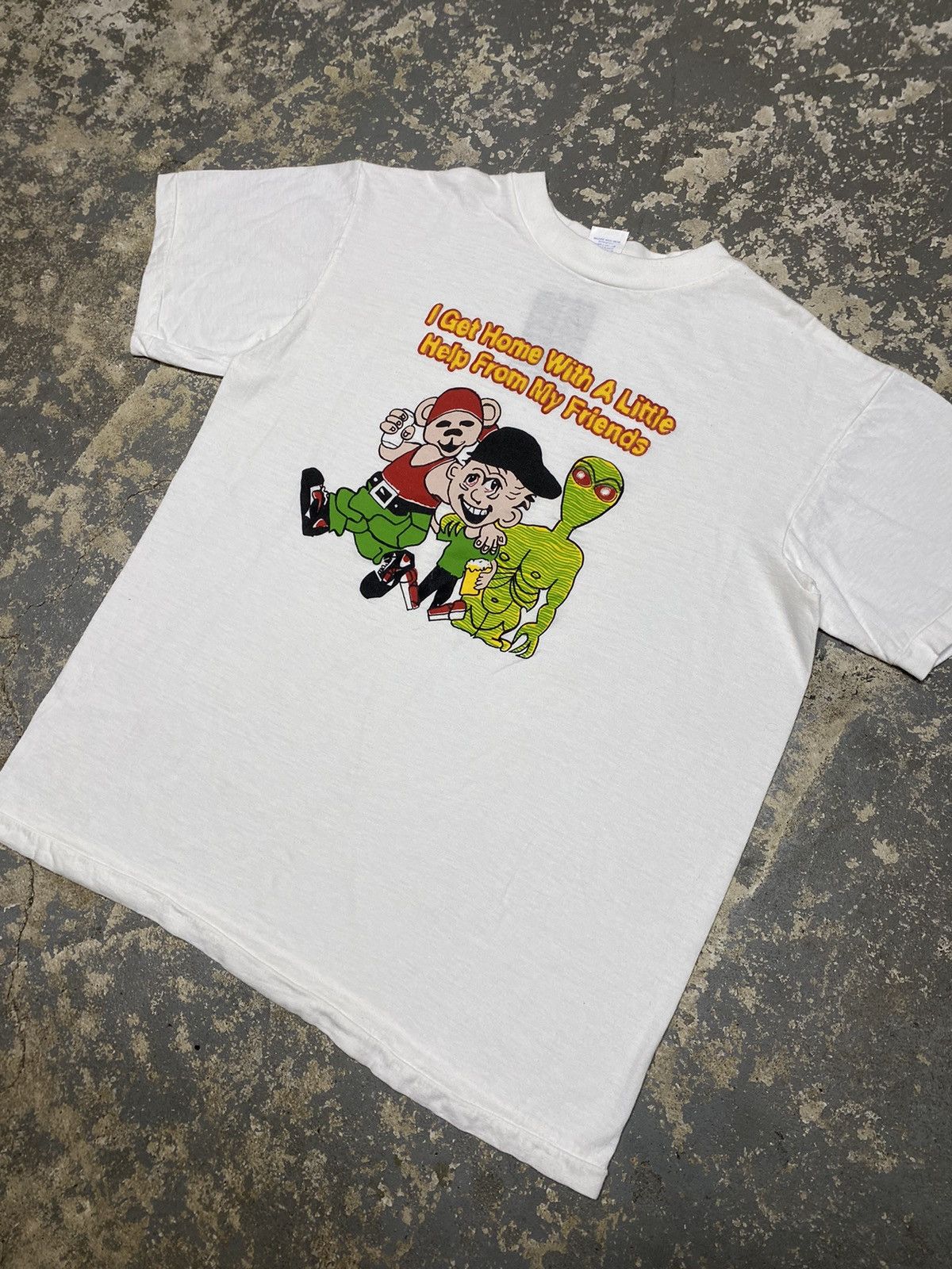 Japanese Brand × Vintage Vintage Get Home With Help From My Friends Beer Drunk Tshirt Size US L / EU 52-54 / 3 - 2 Thumbnail