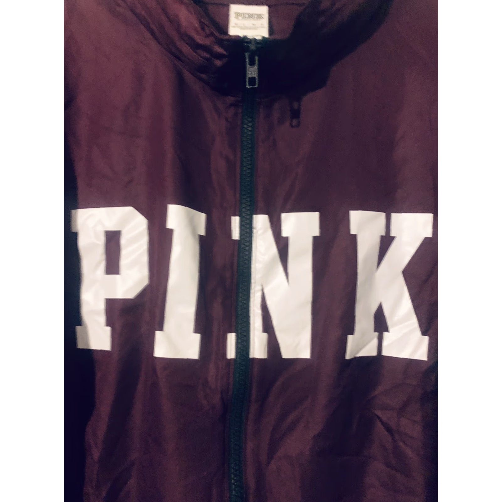 Pinko PINK Victoria Secret Full Zip Windbreaker Jacket Maroon Medium/ Large Size M / US 6-8 / IT 42-44 - 2 Thumbnail
