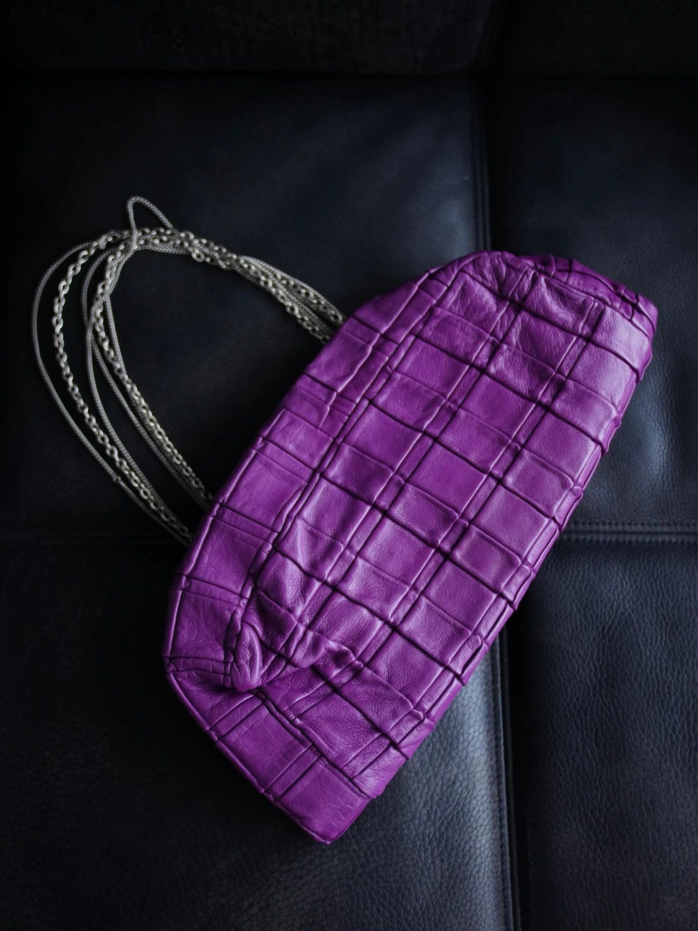 Versus Versus Purple Checkered Multi-Chain Leather Clutch Italy Size ONE SIZE - 4 Thumbnail