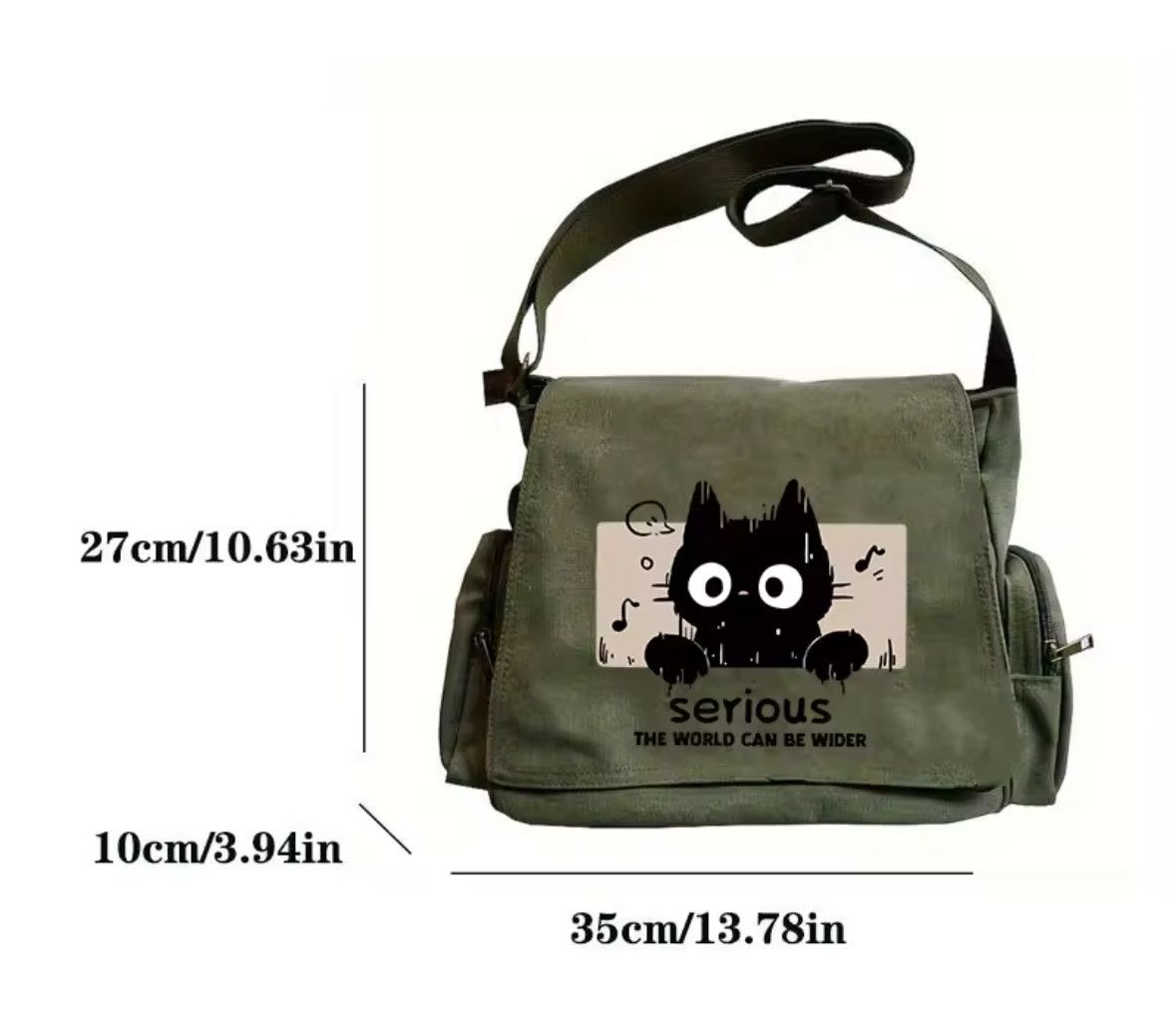 Other Workwear School Cute Cat Shoulder Bag Large Messenger Bag Size ONE SIZE - 6 Thumbnail