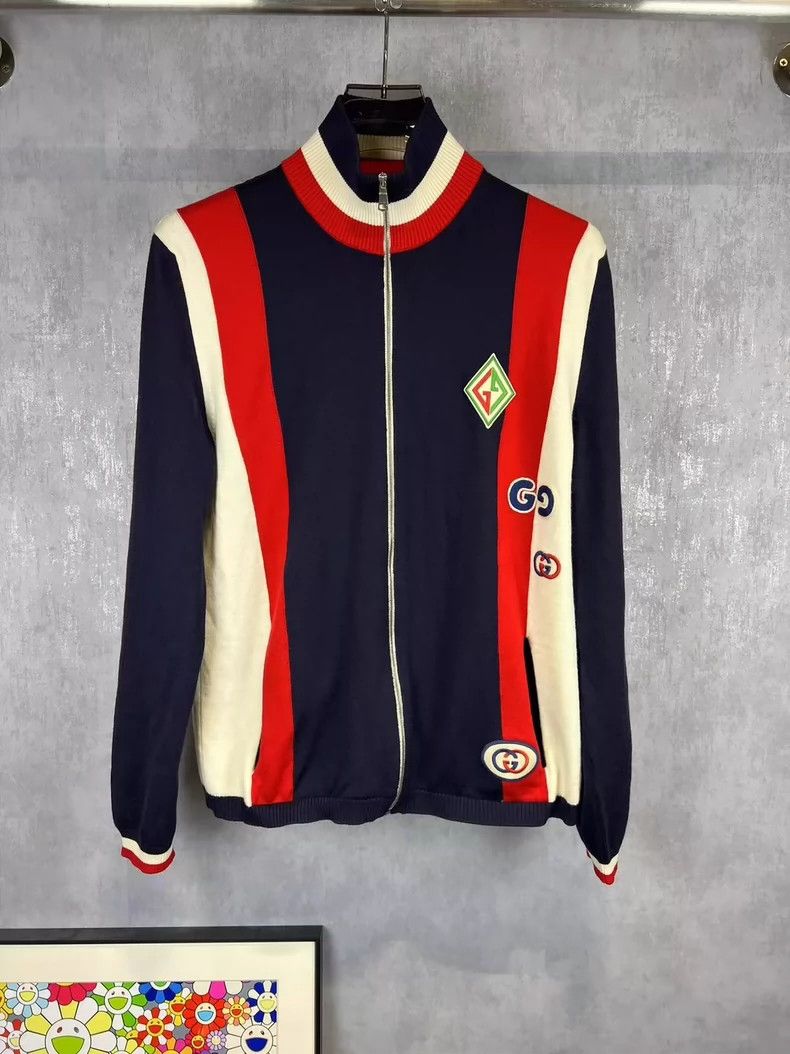 Gucci Gucci Embroidered LOGO stitching wool zipper knitted jacket Size US XL / EU 56 / 4 - 1 Thumbnail