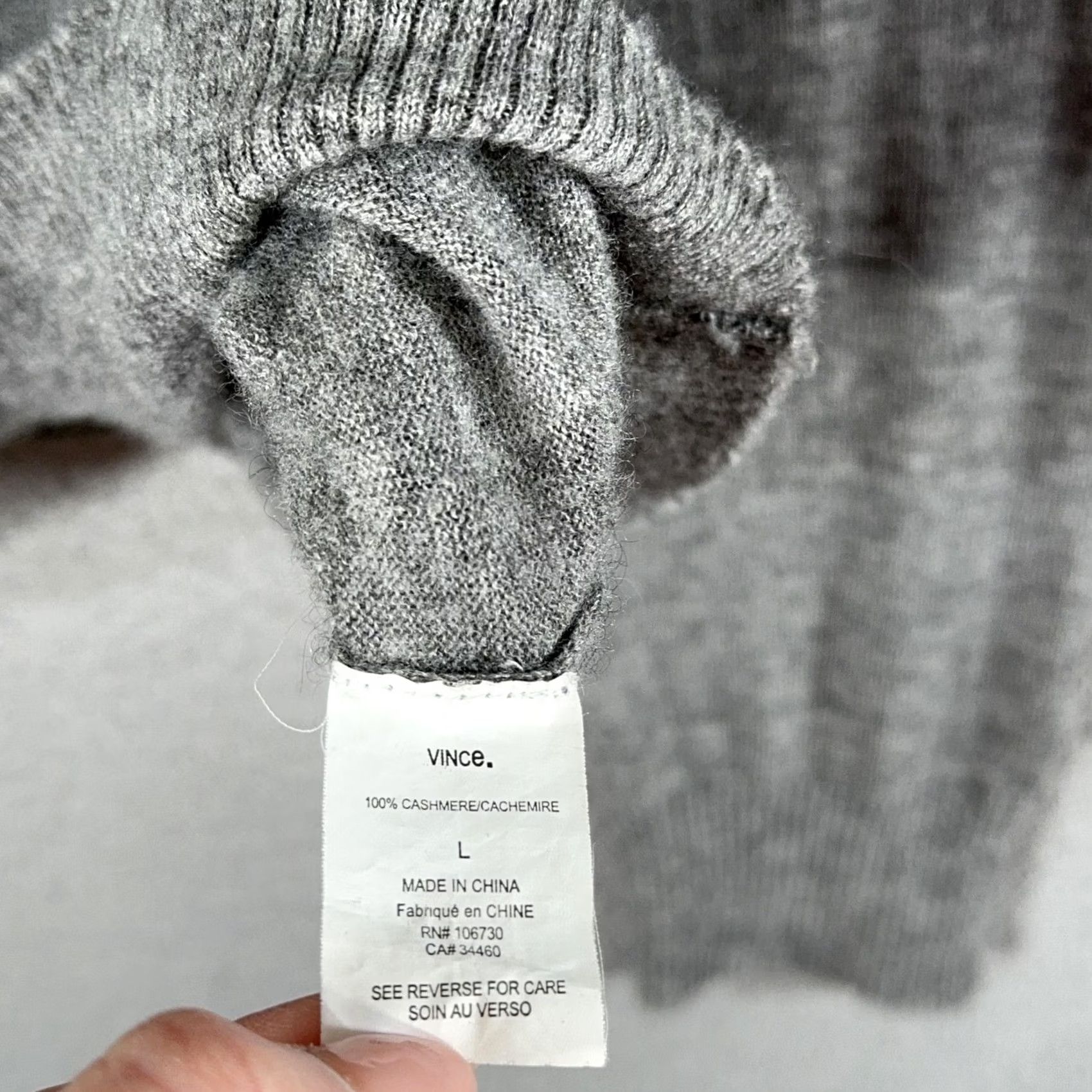 Vince Vince Sweater Women Large 100% Cashmere Gray Scoop Neck Raglan Pullover Size L / US 10 / IT 46 - 3 Thumbnail