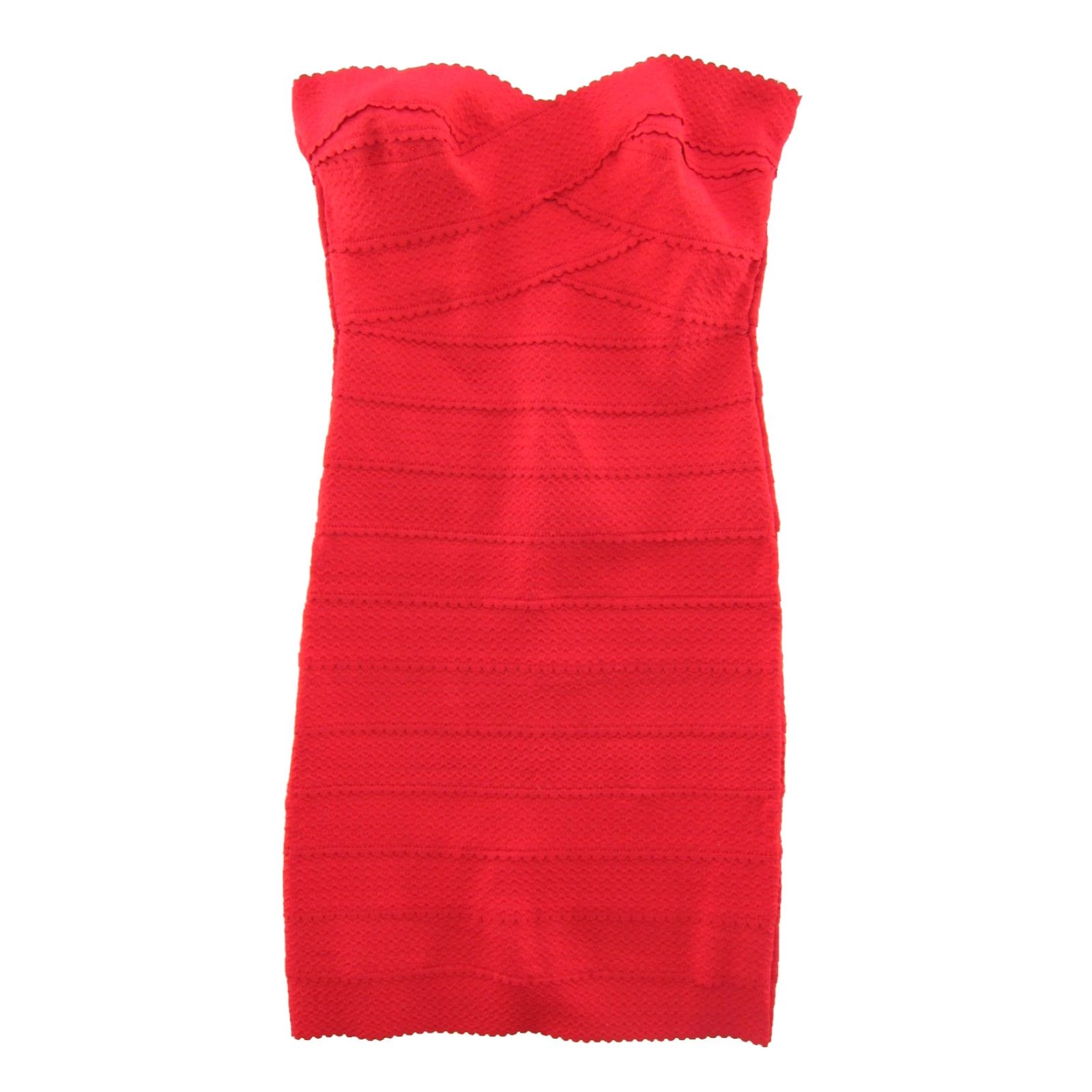 Vintage Teeze Me Red Stretch Layered Strapless Bodycon Prom Party Dress Women Small Size S / US 4 / IT 40 - 2 Thumbnail