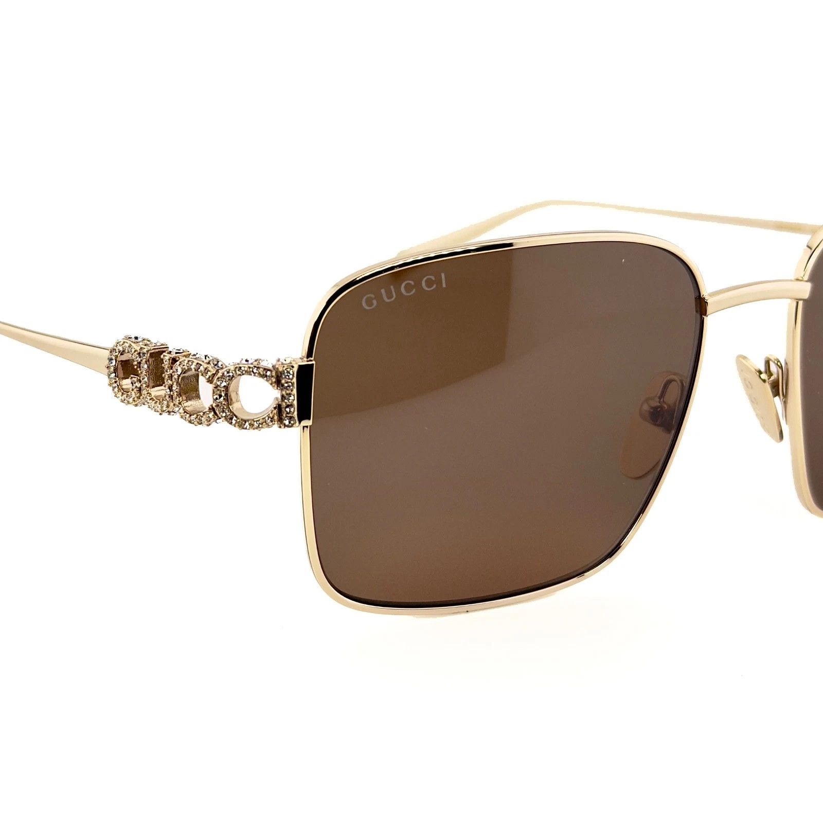 Gucci GUCCI 1937 Gg1937S Gold Brown Crystal Logo Metal 002 Size ONE SIZE - 9 Thumbnail