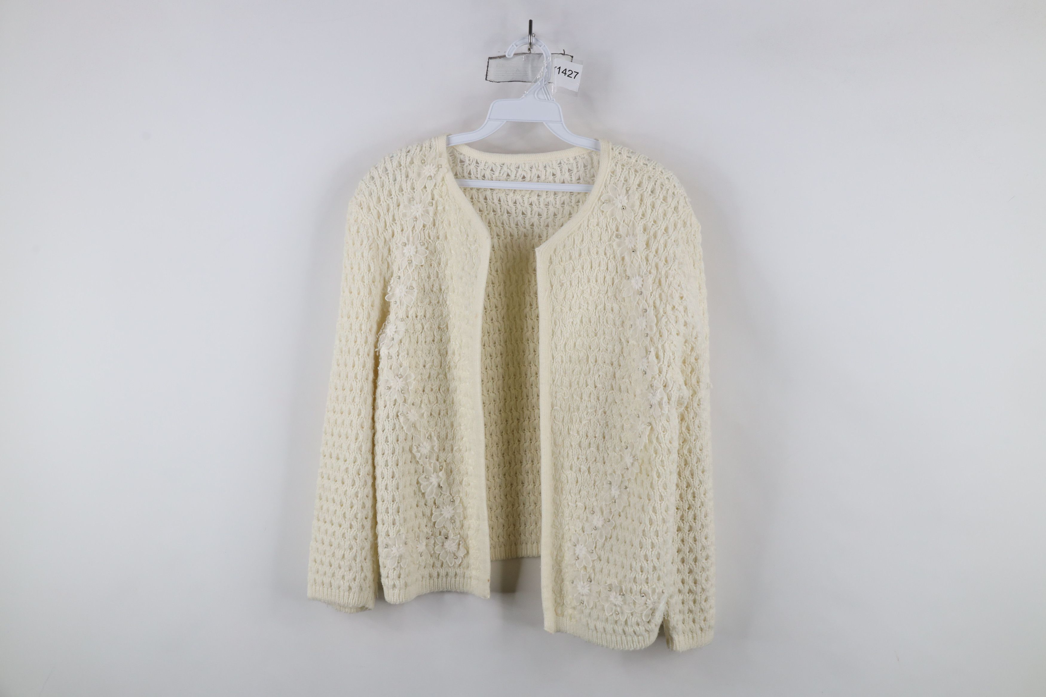 Vintage Vintage 60s 70s Streetwear Knit Open Front Cardigan Sweater Size M / US 6-8 / IT 42-44 - 1 Thumbnail