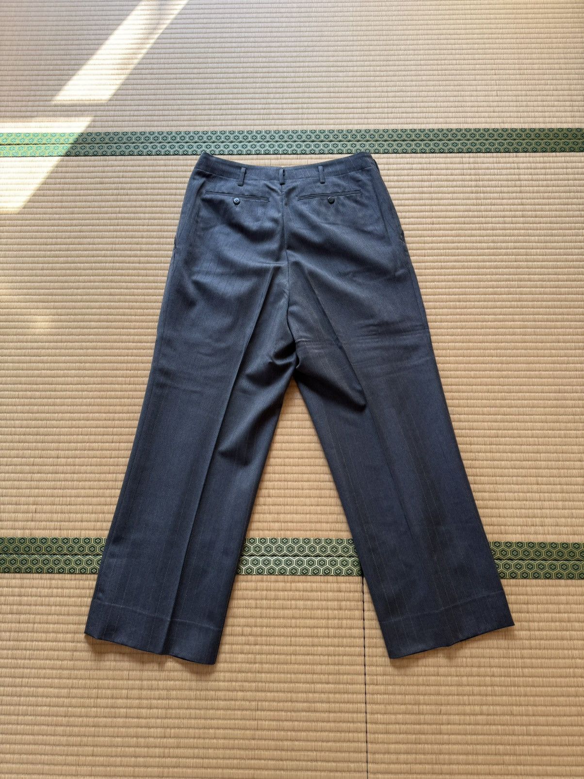 Other Autumn〜Spring Vintage Blue Gray Pinstripe 3 Piece Wool Suit Size 42R - 10 Thumbnail