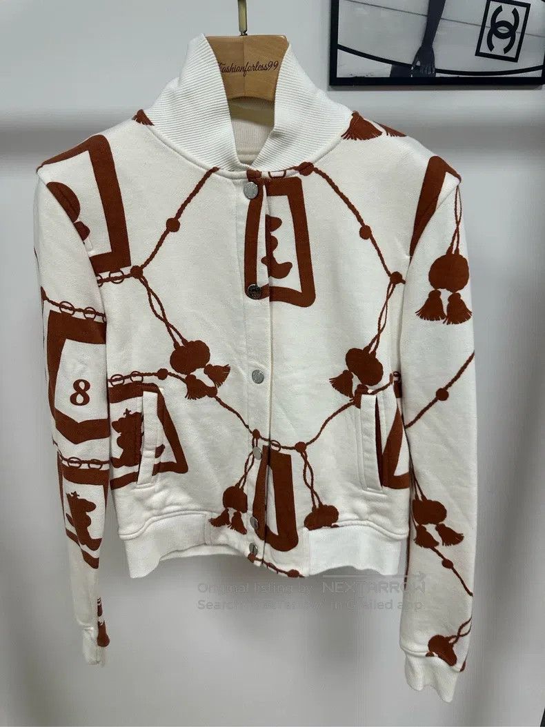 Hermes Hermes White Printed Jacket Size XXS / US 00 / IT 34 - 1 Thumbnail