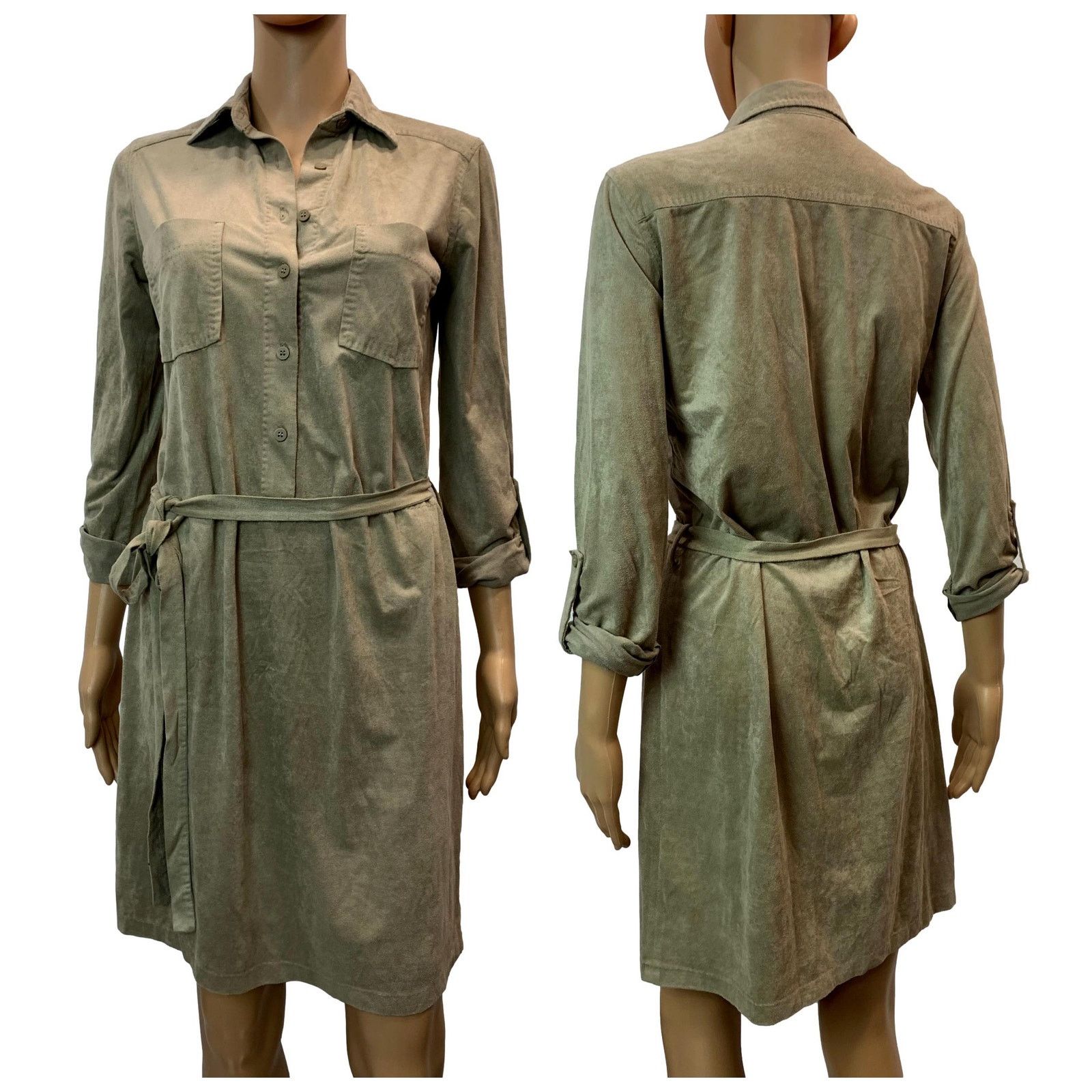 Bcbgmaxazria Y2K Max Studio Soft Ultra Suede Shirt Dress Tie Belt | XS Size XS / US 0-2 / IT 36-38 - 2 Thumbnail