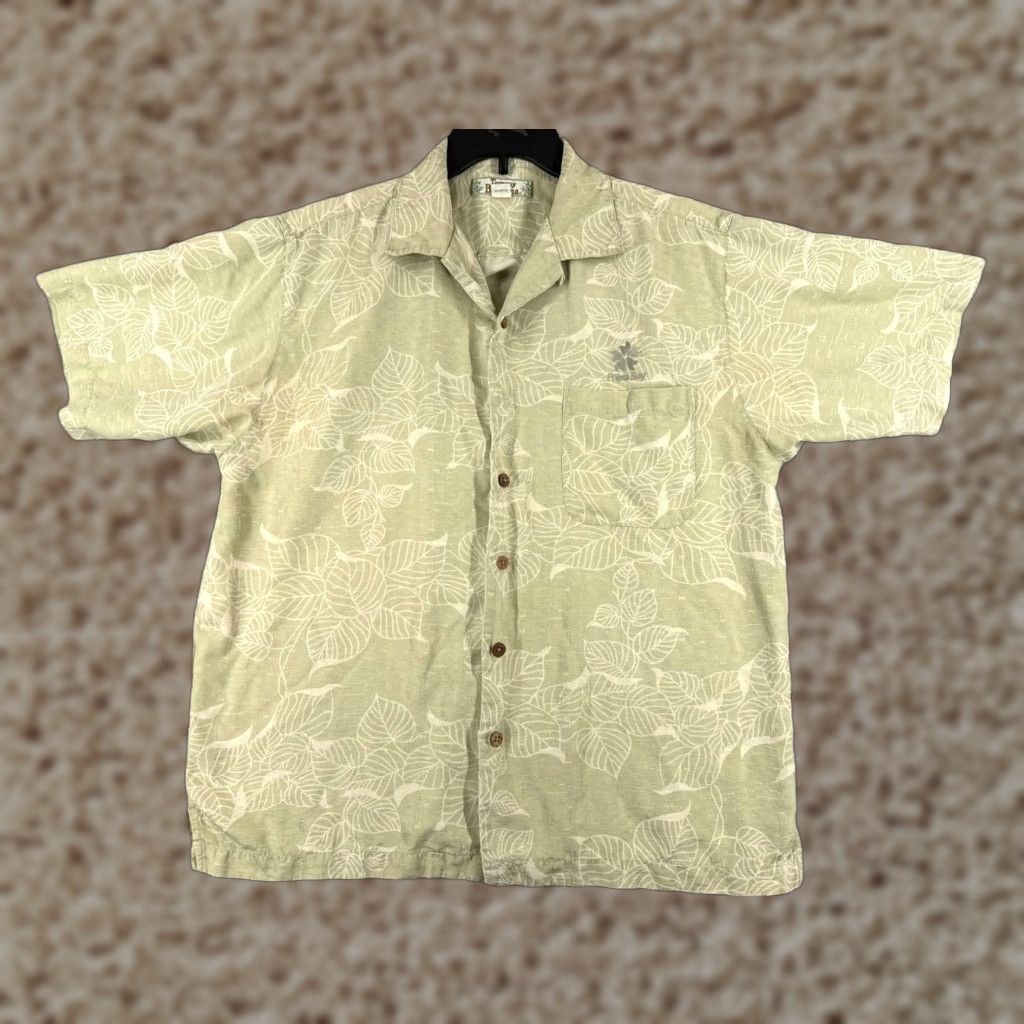 Tommy Bahama Tommy Bahama Shirt Men Medium Green Floral Leaf Pattern 100% Silk Hawaiian Beach Size US M / EU 48-50 / 2 - 1 Thumbnail